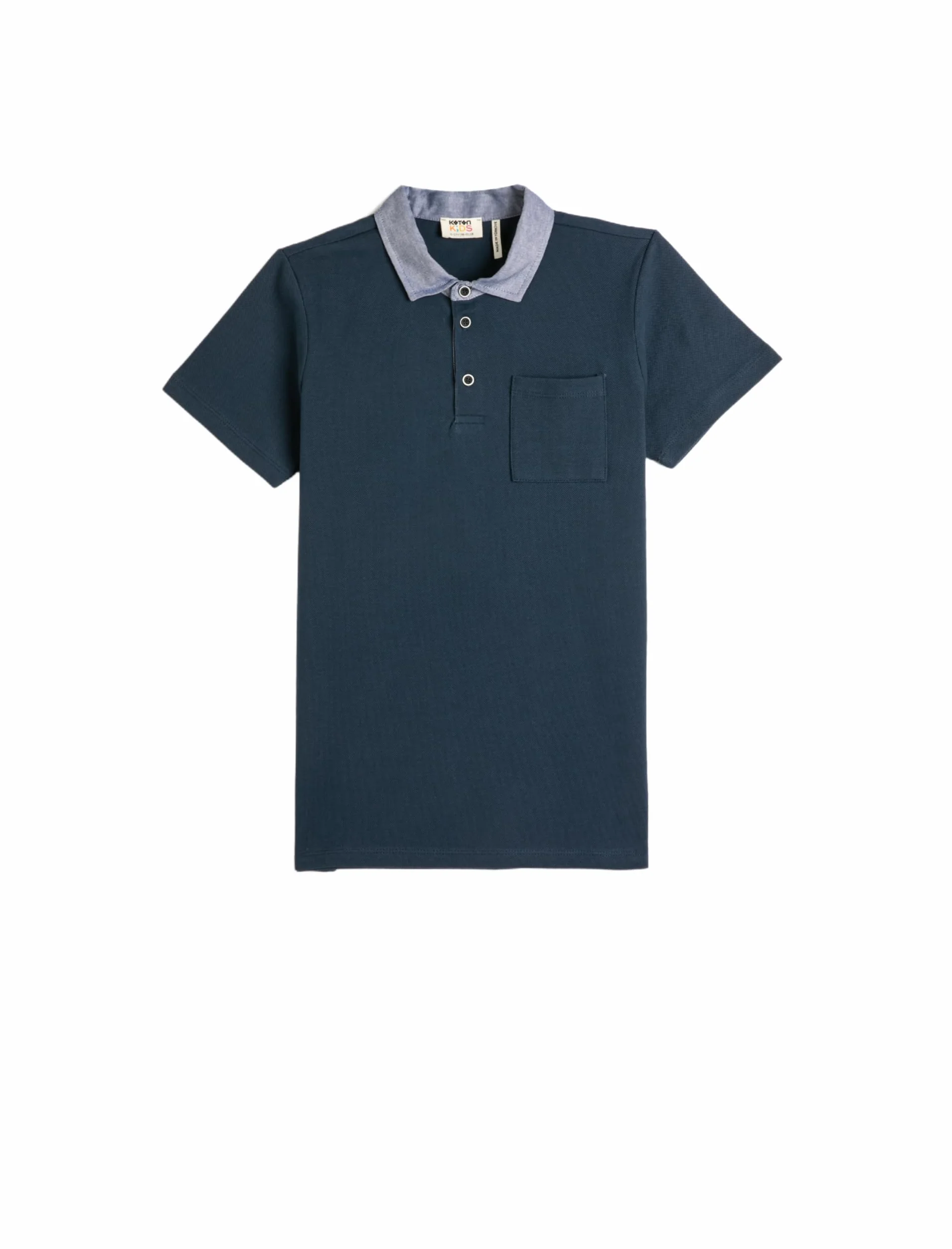 Koton Koszulka Chłopcy Polo Neck T-shirt Short Sleeve One Pocket Detail Cotton