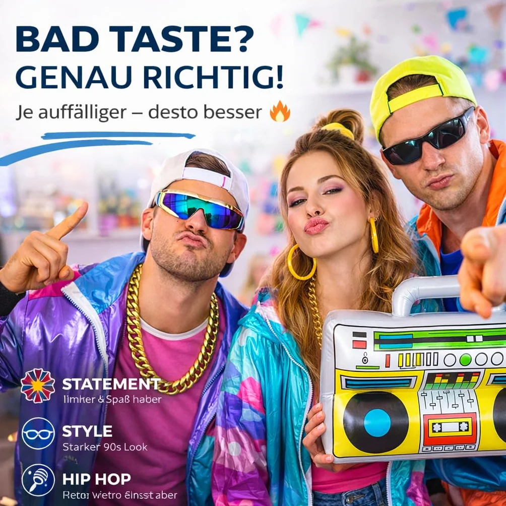 FASCHINFEVER Walkman nadmuchiwany, gett w stylu retro lat 80/90. - dodatek karnawałowy, miks, 1X