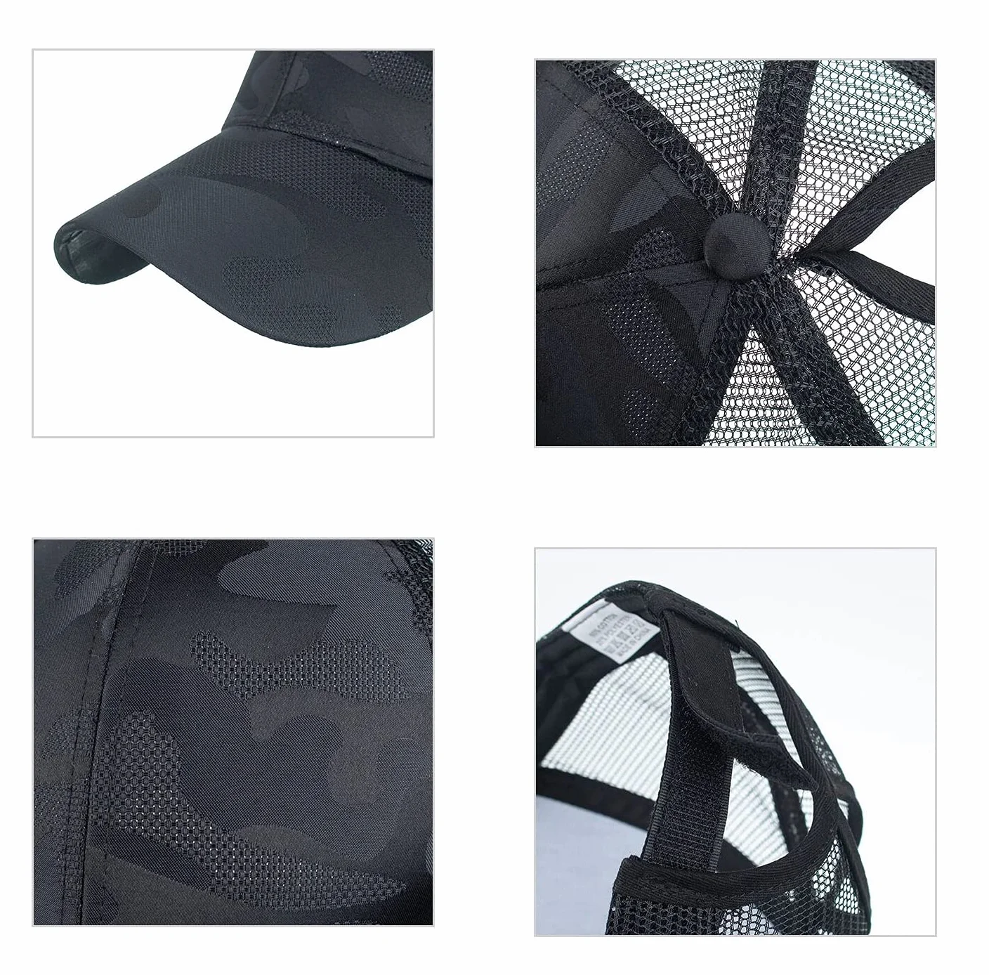 Ruicheng Czapka damska z końskim ogonem baseballowa z siateczki Camo Basecap letnia szary 56-60
