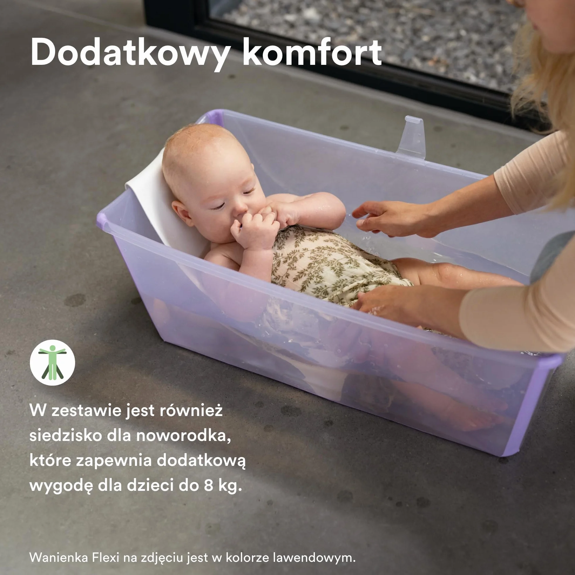 Wanienka Stokke Flexi (piaskowy beż) + leżak dla noworodka + stojak na wannę Flexi - idealne dla noworodka i niemowląt do 48 miesiąca życia - składana, trwała i łatwa w przechowywaniu