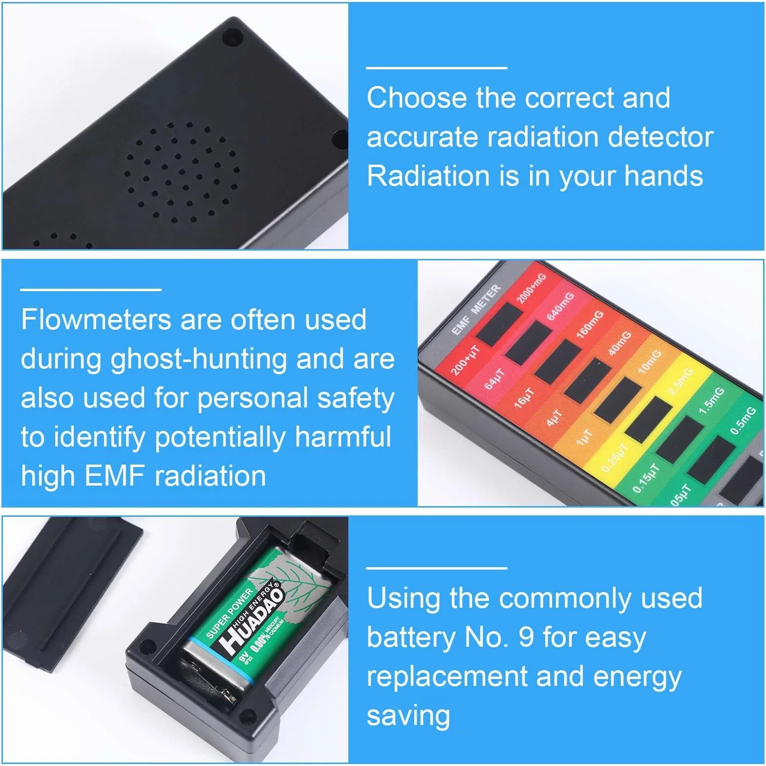 EMF miernik pola elektromagnetycznego EMF, ręczny miernik pola magnetycznego EMF, K3 EMF, domowy detektor elektromagnetyczny, 8 diod LED