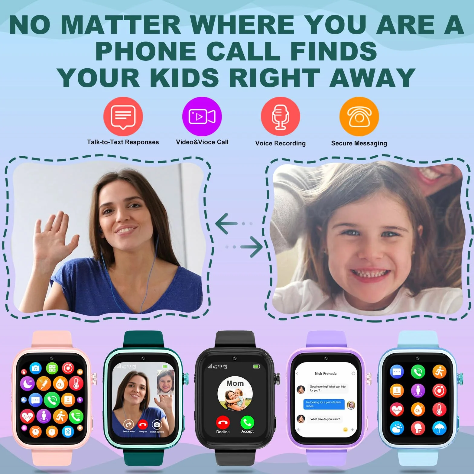 OKYUK Smartwatch 4G dla dzieci z GPS, SOS, wodoodporny, T45