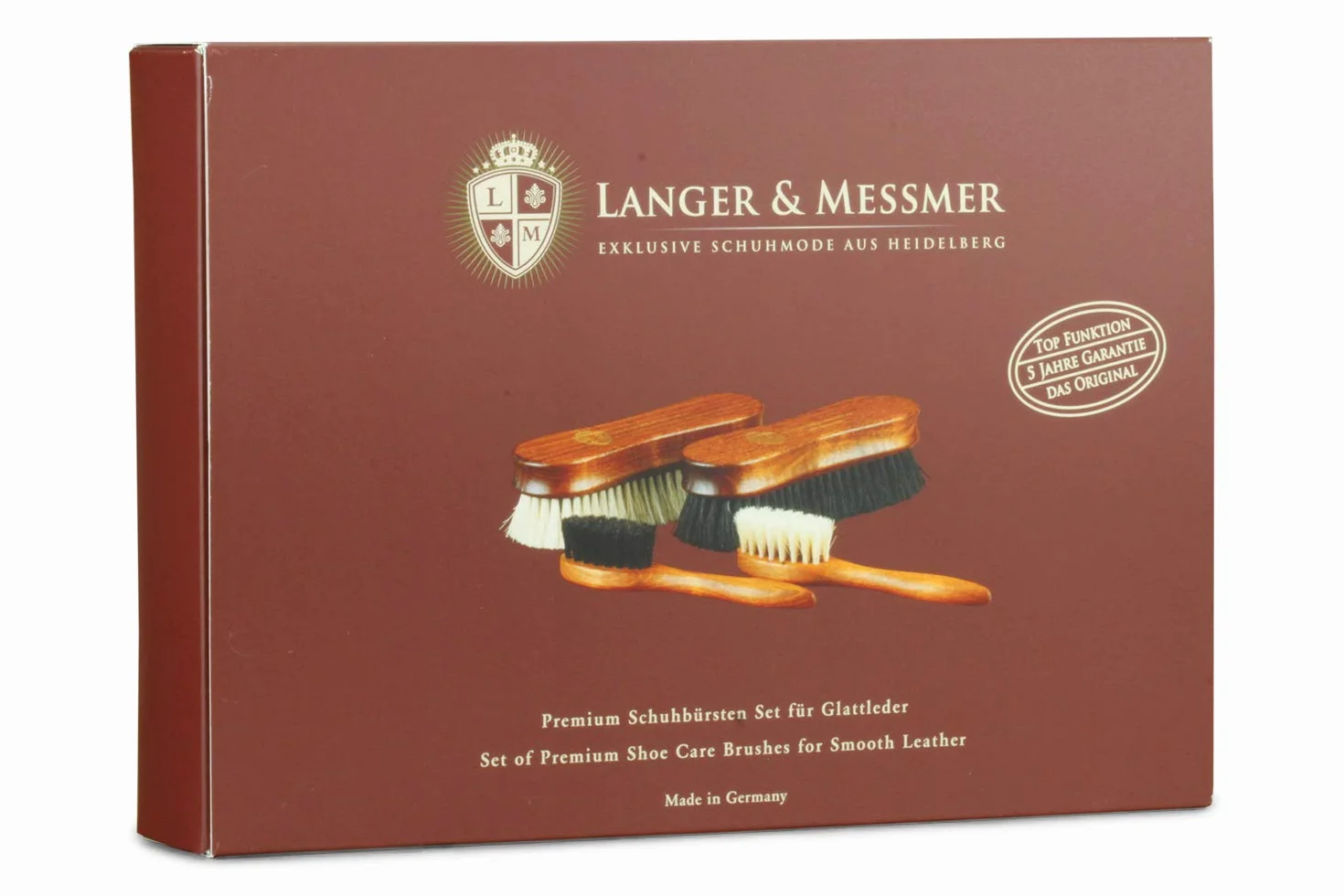 Langer & Messmer zestaw 4 pędzli do butów z końskiego włosia do polerowania premium
