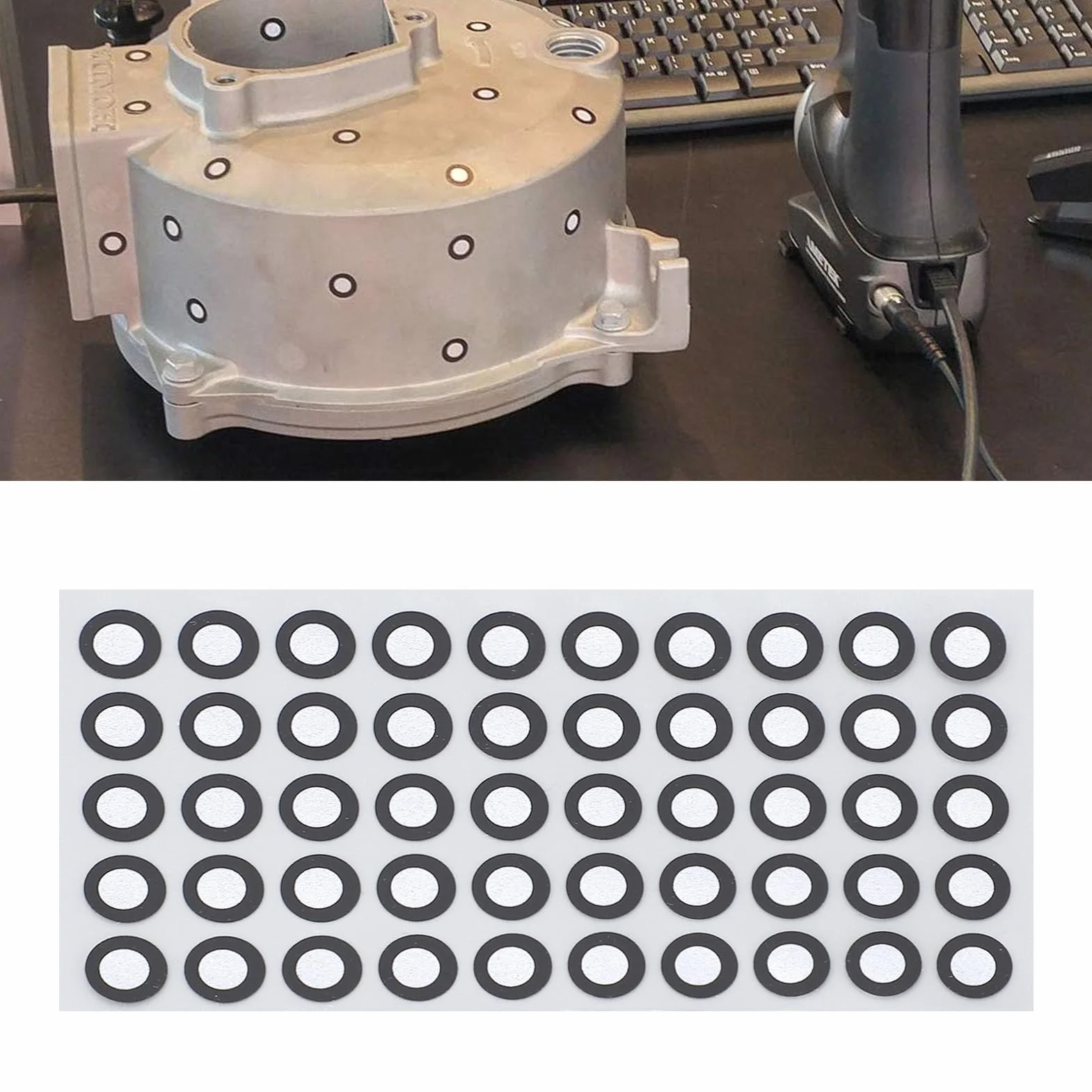 1000 szt. Marker do Skanowania 3D 6,0 Mm, Znacznik Odbicia Rozproszonego o Wysokim Współczynniku Odbicia i Silnej Przyczepności, Cele Pozycjonujące w Kolorze Czarnym do Skanera