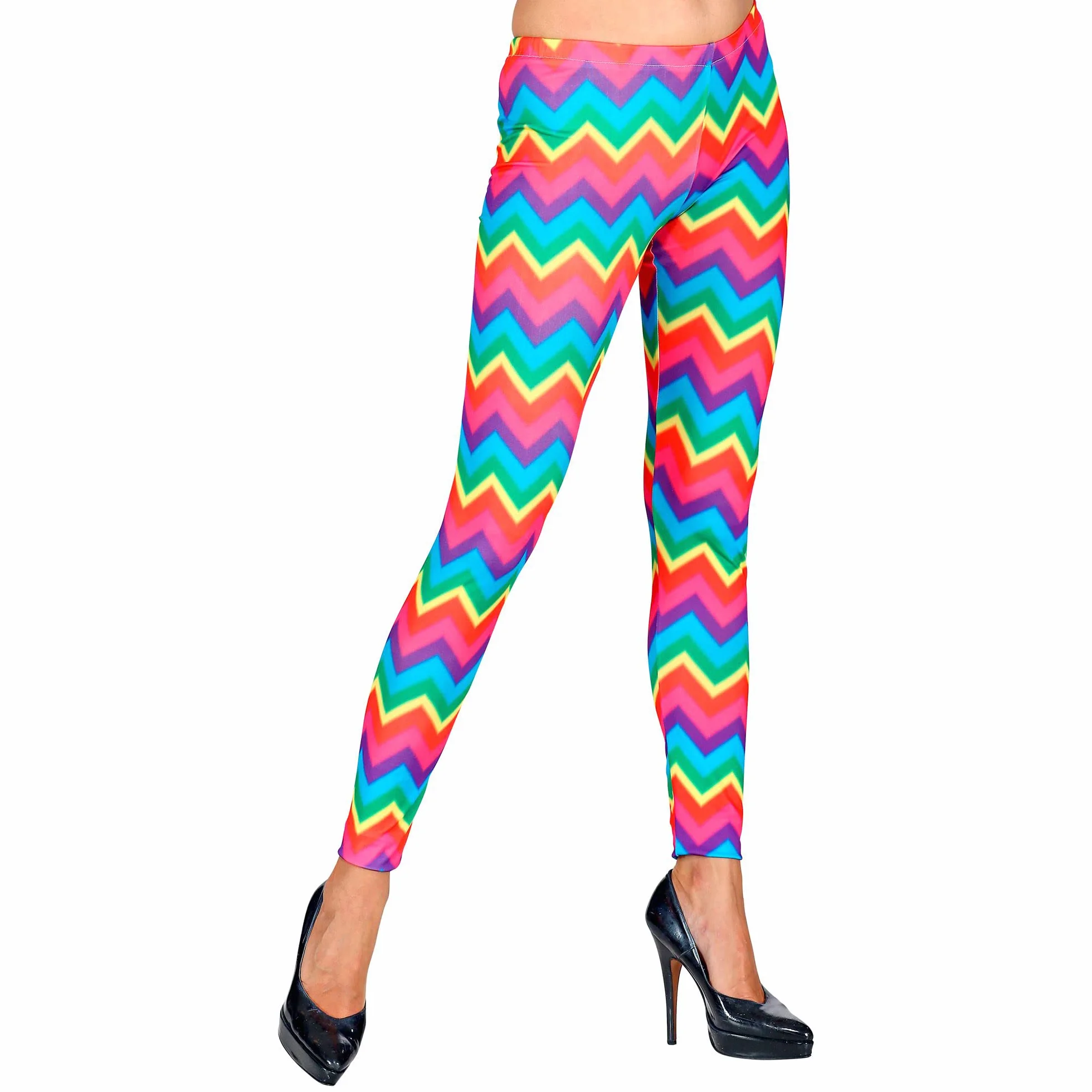 W WIDMANN MILANO Party Fashion - Legginsy 80s, lata 80, gorączka disco, zły smak, wzór w paski, impreza tematyczna, karnawał