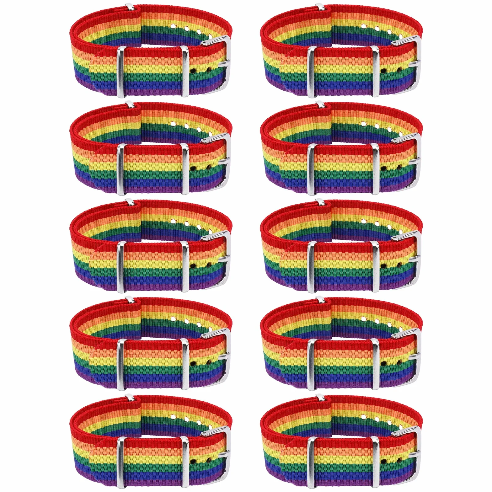 MWOOT 10 sztuk LGBT Gay Pride bransoletki, tęczowe bransoletki, regulowana opaska przyjaźń akcesoria, miesiąc dumy, kolorowa bransoletka unisex, 25 cm, nylon, 25 cm, Nylon