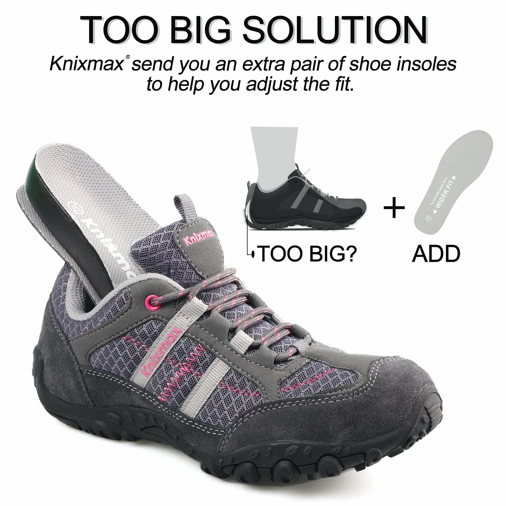 Knixmax Buty trekkingowe dla kobiet i mężczyzn, lekkie buty trekkingowe, buty outdoorowe, oddychające, antypoślizgowe, rozm. 36-46