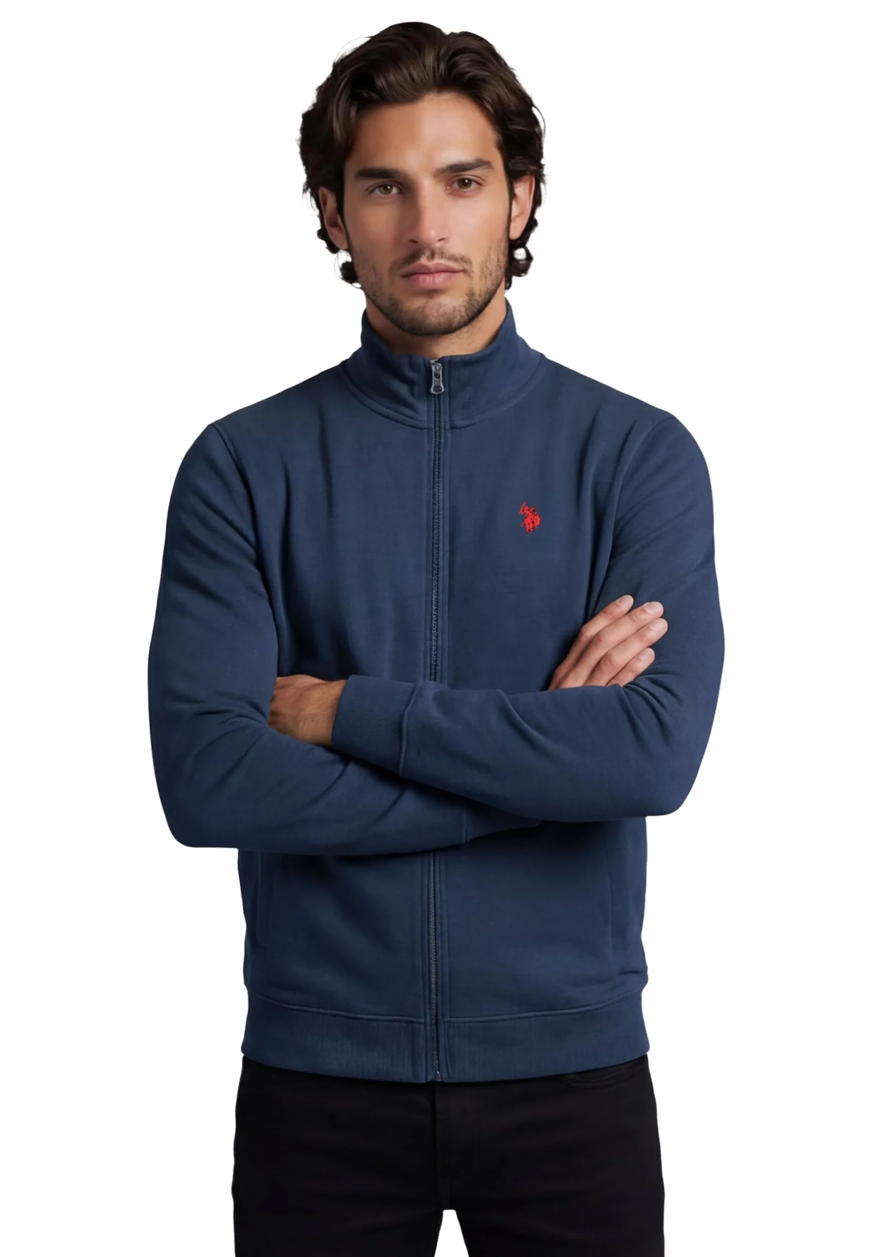 U.S. POLO ASSN. Męska bluza bawełniana z długim rękawem stójką P020
