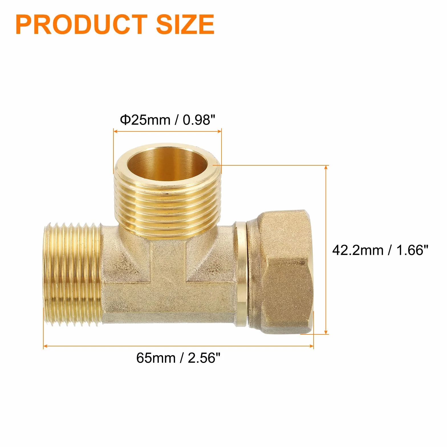 QUARKZMAN Mosiężny trójnik łącznik rurowy, 3/4" NPT (Żeńska x Męska x Męska) 3-drożne złącze T-kształtne do klimatyzacji, instalacji chłodniczych, instalacji sanitarnych, 1 szt
