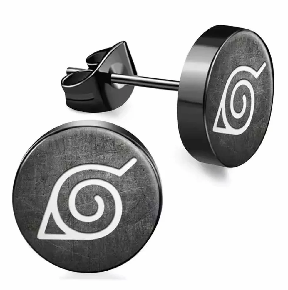 CHICNET Kolczyki ze stali nierdzewnej czarne 8 mm czerwone fioletowe Sharingan Eye Rinnegan Anime Manga biżuteria do uszu stal chirurgiczna unisex mężczyźni kobiety mężczyźni, 8mm