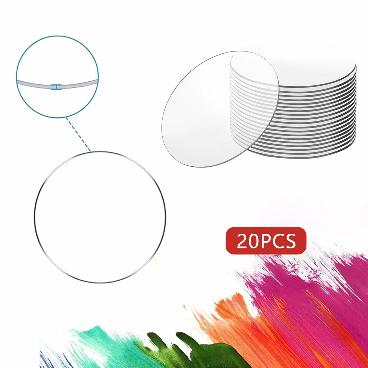 20 sztuk przezroczystych akrylowych arkuszy plastikowych, okrągłych płaskich, akrylowych okręgu tarcz do rękodzieła, DIY breloczek, biżuteria, akcesoria, 5 cm x 1,8 mm