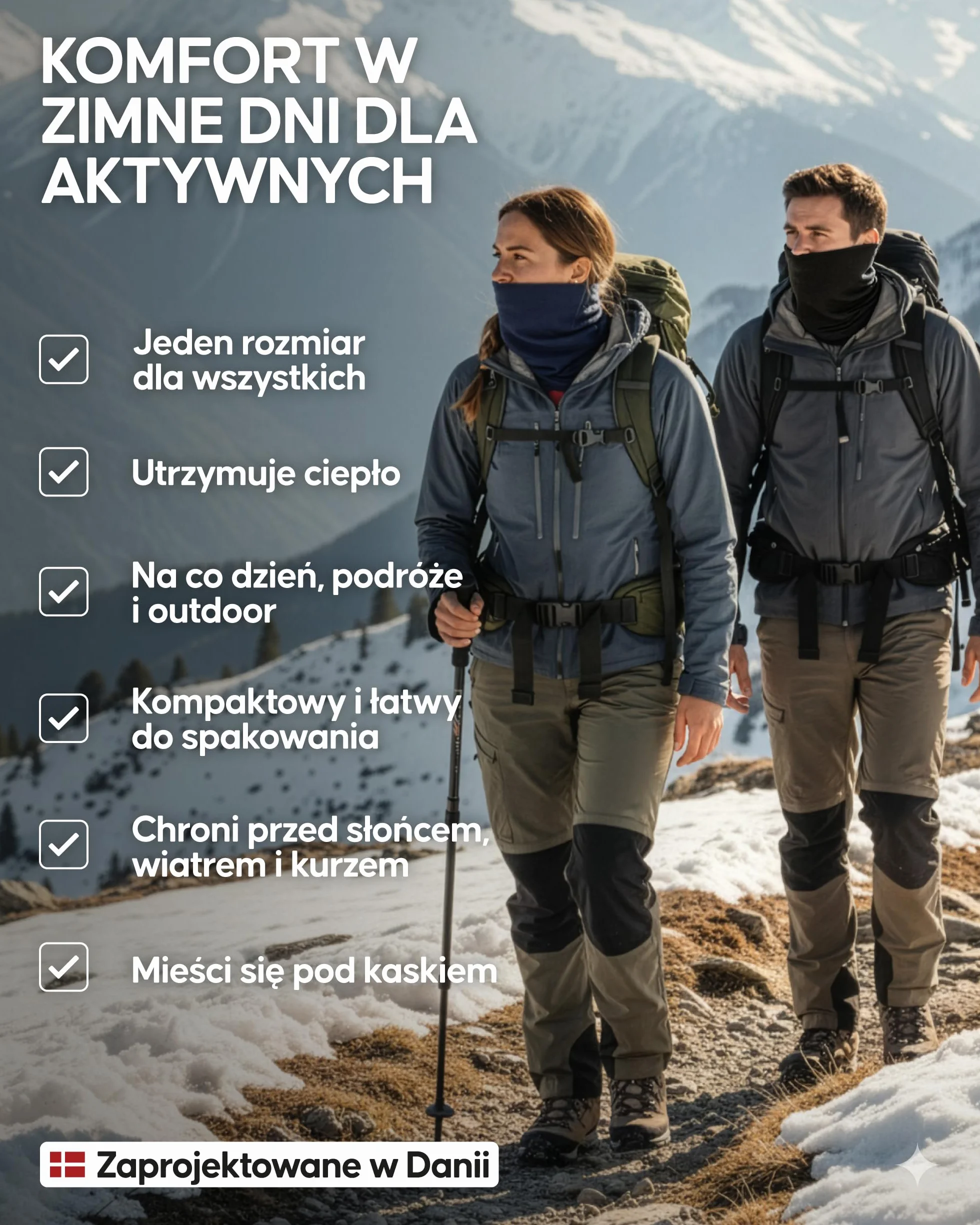 DANISH ENDURANCE Komin z 100% Wełny Merino, Lekka Kominiarka, Wielofunkcyjna Bandana, dla Mężczyzn i Kobiet, Unisex