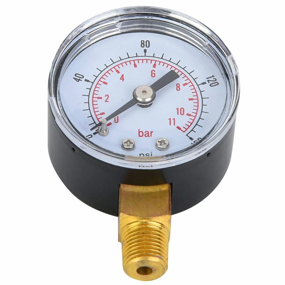 Manometr mechaniczny, manometr 1/8 cala BSPT do oleju i wody (0-160psi,0-11bar)