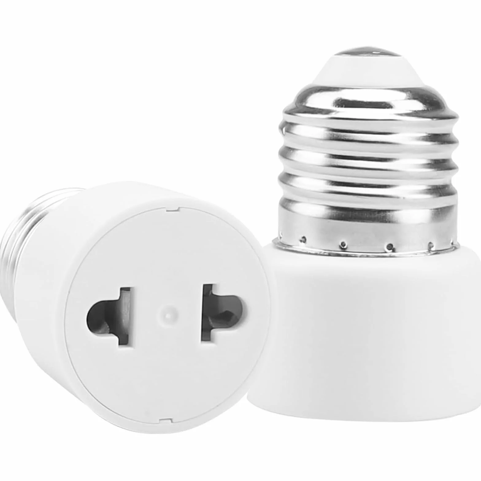 Oprawka do lampy E27, 2 sztuki, adaptery do gniazda żarówki, przykręcane, gwint E27, przedłużenie 5 cm, na balkon, werandę, garaż, kamerę, taras, dekoracyjne, 2-biegunowe, białe [klasa energetyczna A]