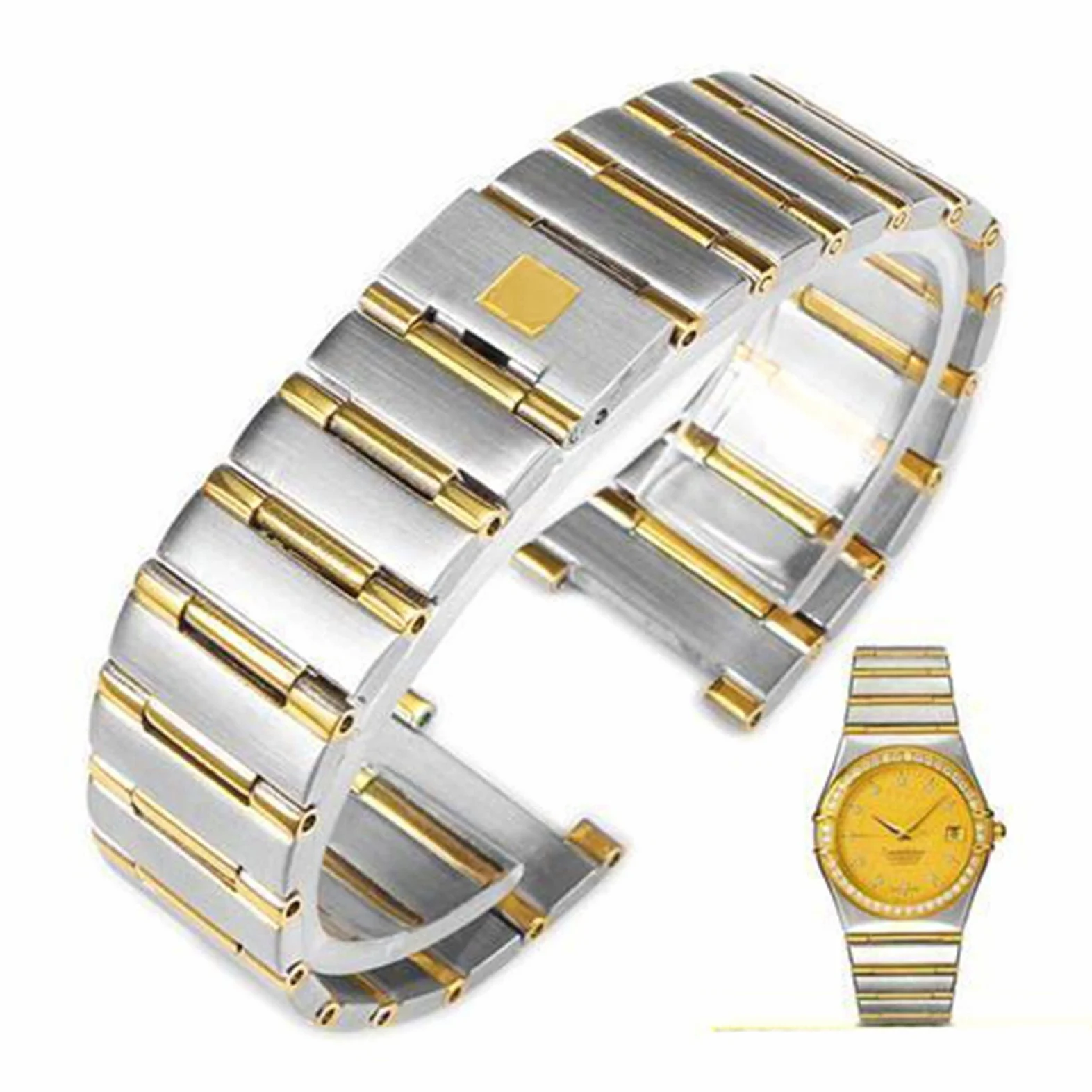 Bransoletka na zegarek Omega z serią Constellation Twin Eagles dla mężczyzn i kobiet Stalowy pasek Solidny łańcuszek do zegarka ze stali nierdzewnej
