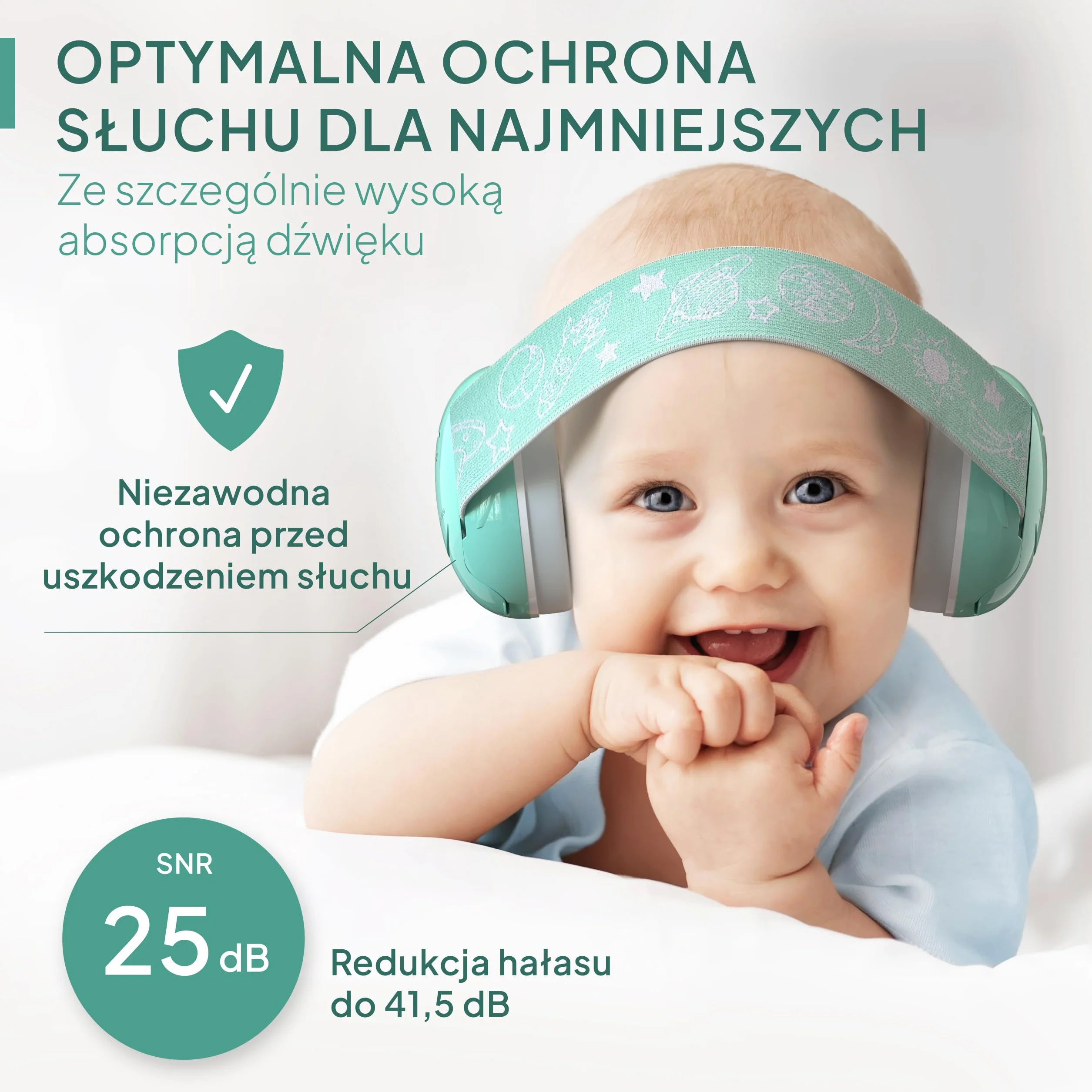 Senner ® KidsPro Flex | Ochronniki słuchu - Ochrona słuchu dla niemowląt - Elastyczne nauszniki z SNR 25 dB. Idealne na co dzień, imprezy, wydarzenia, sport i muzykę - Turkusowe