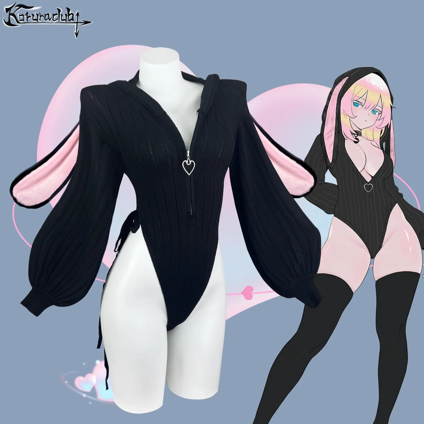 KORURACLUB Cosplay strój króliczka zestaw 3-częściowy bielizna dla kobiet