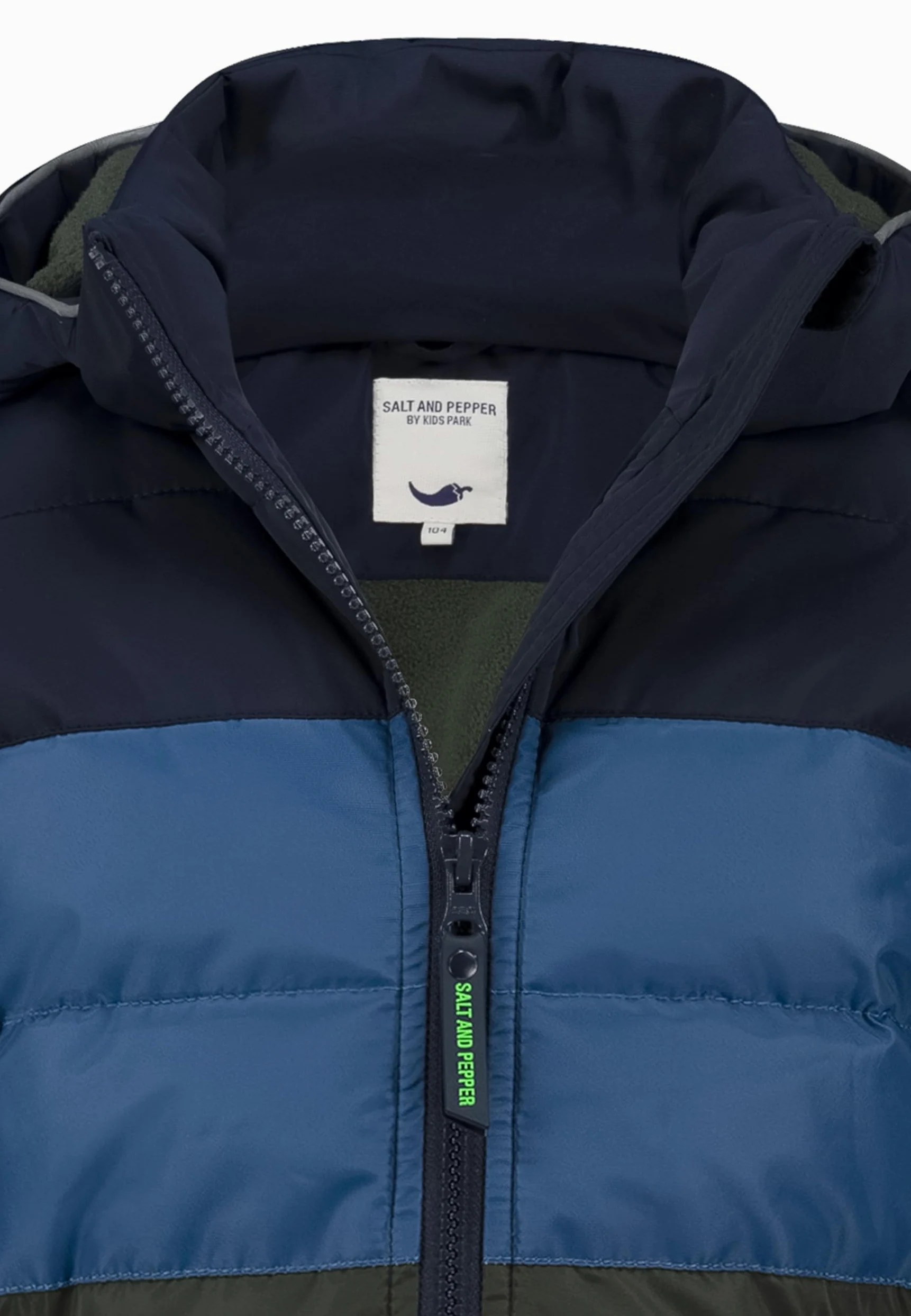 Chłopięca kurtka zimowa ciepła watowana w stylu Colorblocking, Granatowy (True Navy), Rozmiar uniwersalny