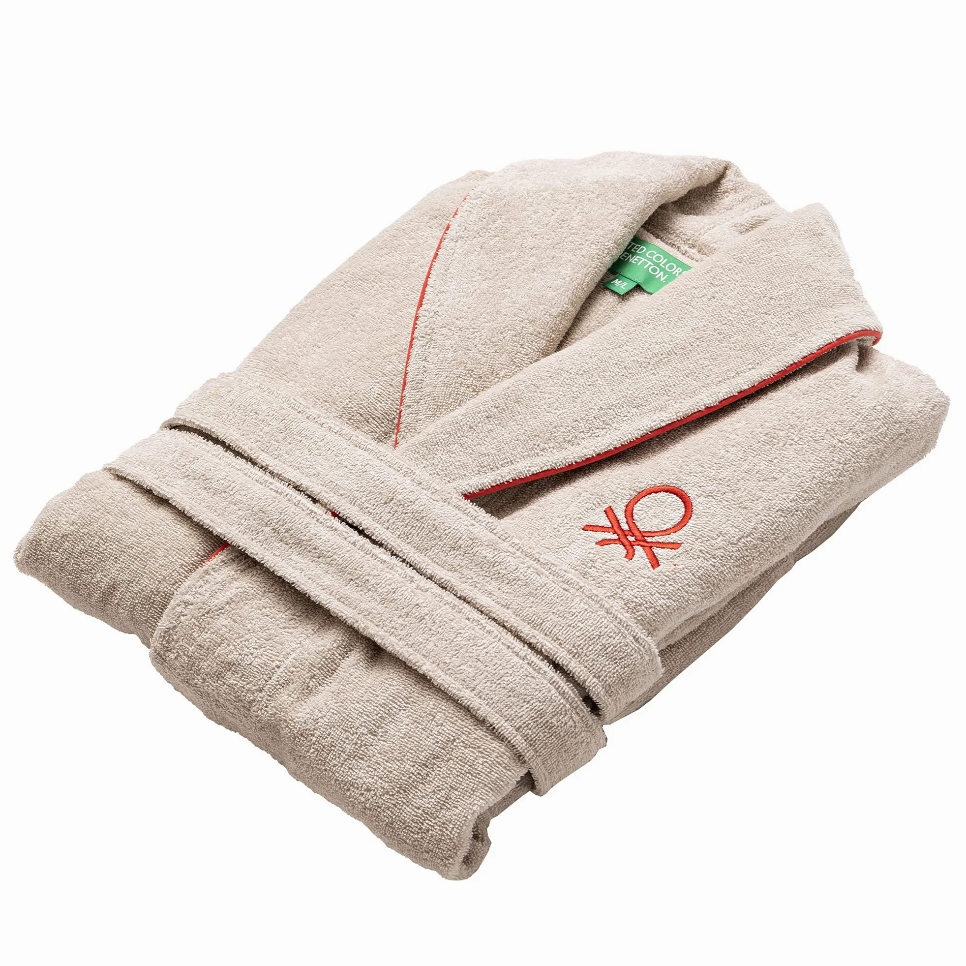 UNITED COLORS OF BENETTON. Szlafrok unisex męski lub damski 360gsm 100% bawełna, kremowy, Kremowy, L-XL