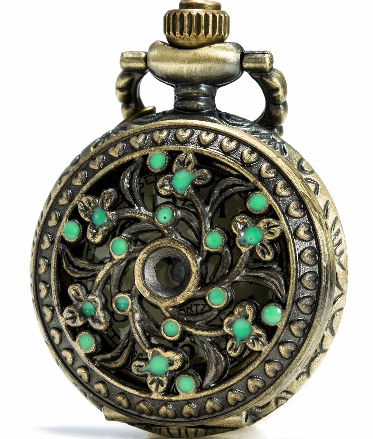 SEWOR modny styl gładka tarcza japoński kwarcowy zegarek kieszonkowy z podwójnym łańcuszkiem metal i skóra Small Green