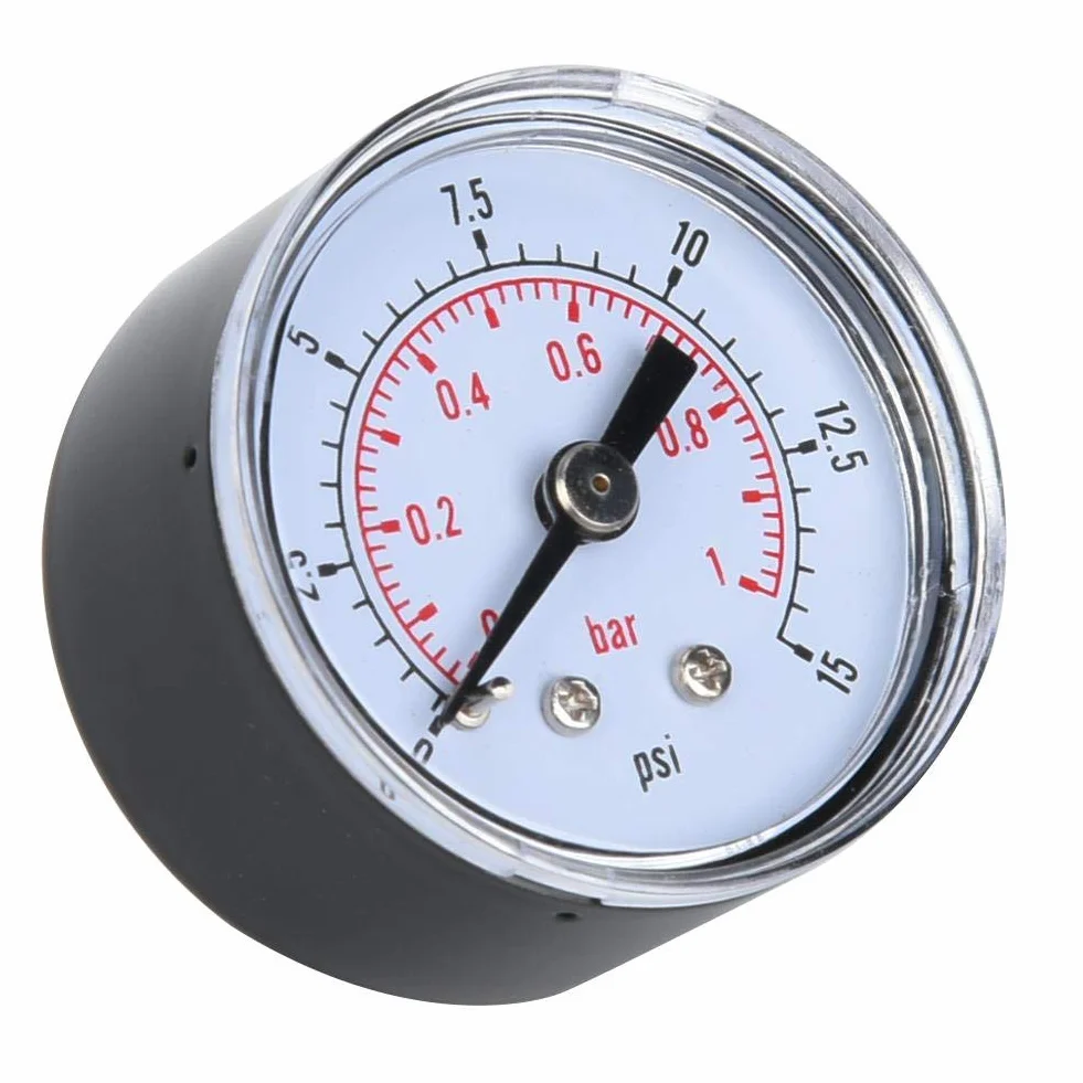 Mechanisches Manometer, 1/8 Zoll BSPT Axialmanometer für Luft, Öl und Wasser(0-15psi,0-1bar)