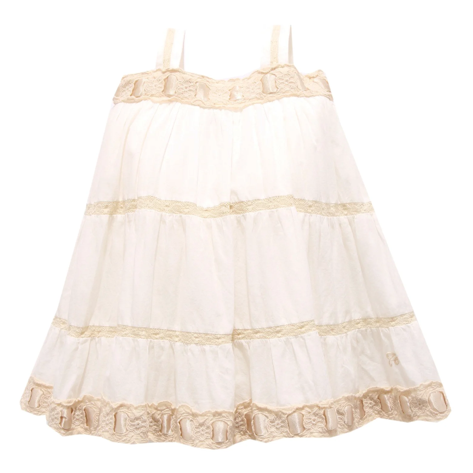 8632R vestito bimba TWIN-SET cotone bianco/beige abito dress kid