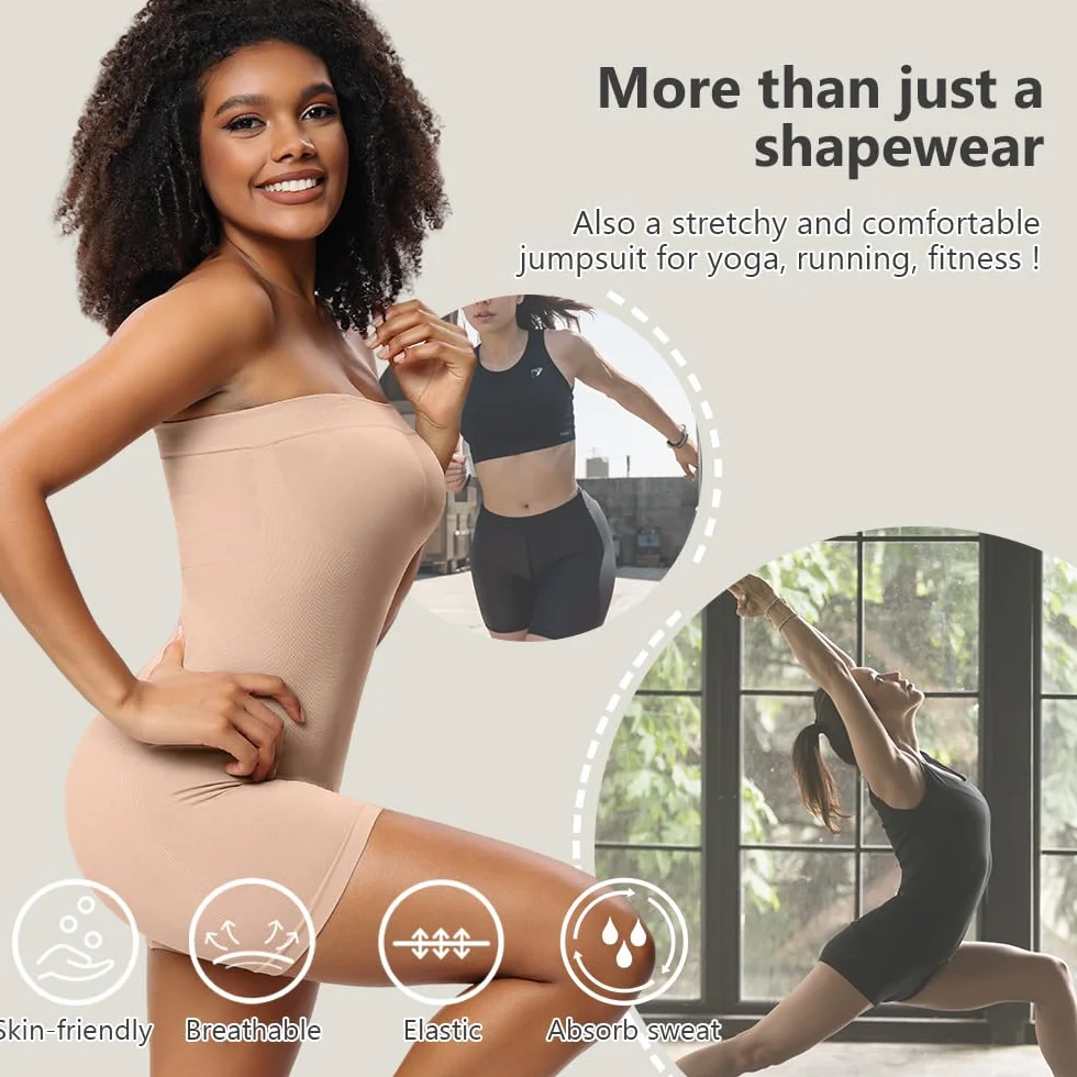 YUROUCIO Body damskie Shapewear bez ramiączek modelujące brzuch modelujące body tube odchudzające spodnie body modelujące brzuch kontrola brzucha pas bandeau kolumbijskie szorty bezszwowy gorset