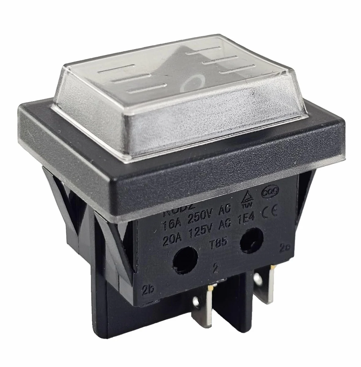 Wodoszczelny przełącznik kołyskowy On/Off 4 piny, 16 A, 250 AC/DC, z wodoszczelną osłoną IP65, czarny
