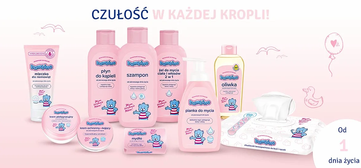Bambino 5900017060101 Chusteczki Nawilżane dla Niemowląt, Różowy, 4 x 63 Sztuki