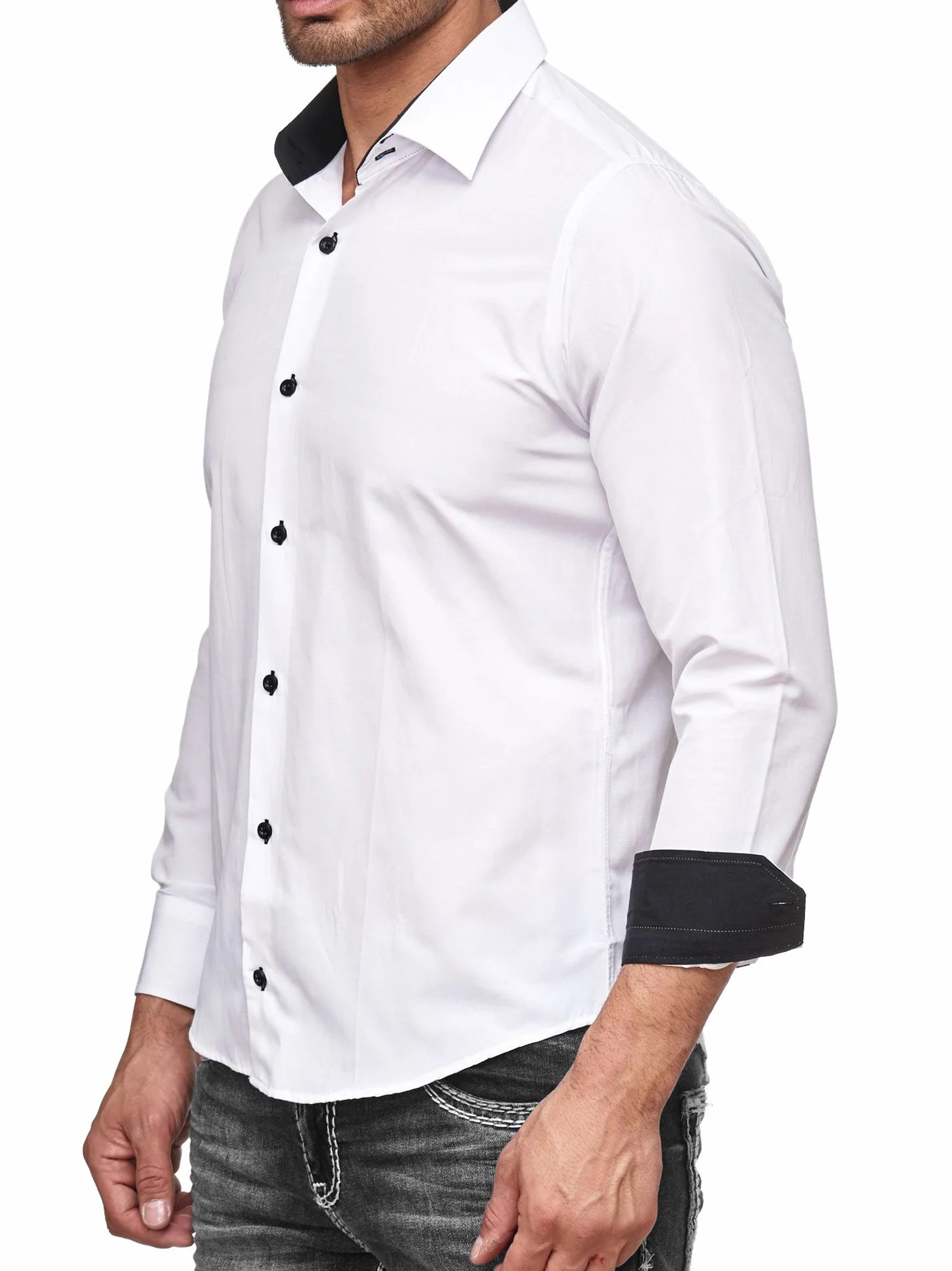 Baxboy Koszula męska, slim fit, łatwa do prasowania, do garnituru, biznesu, na wesele, do noszenia w czasie wolnym, koszula z długim rękawem dla mężczyzn z długim rękawem R-44