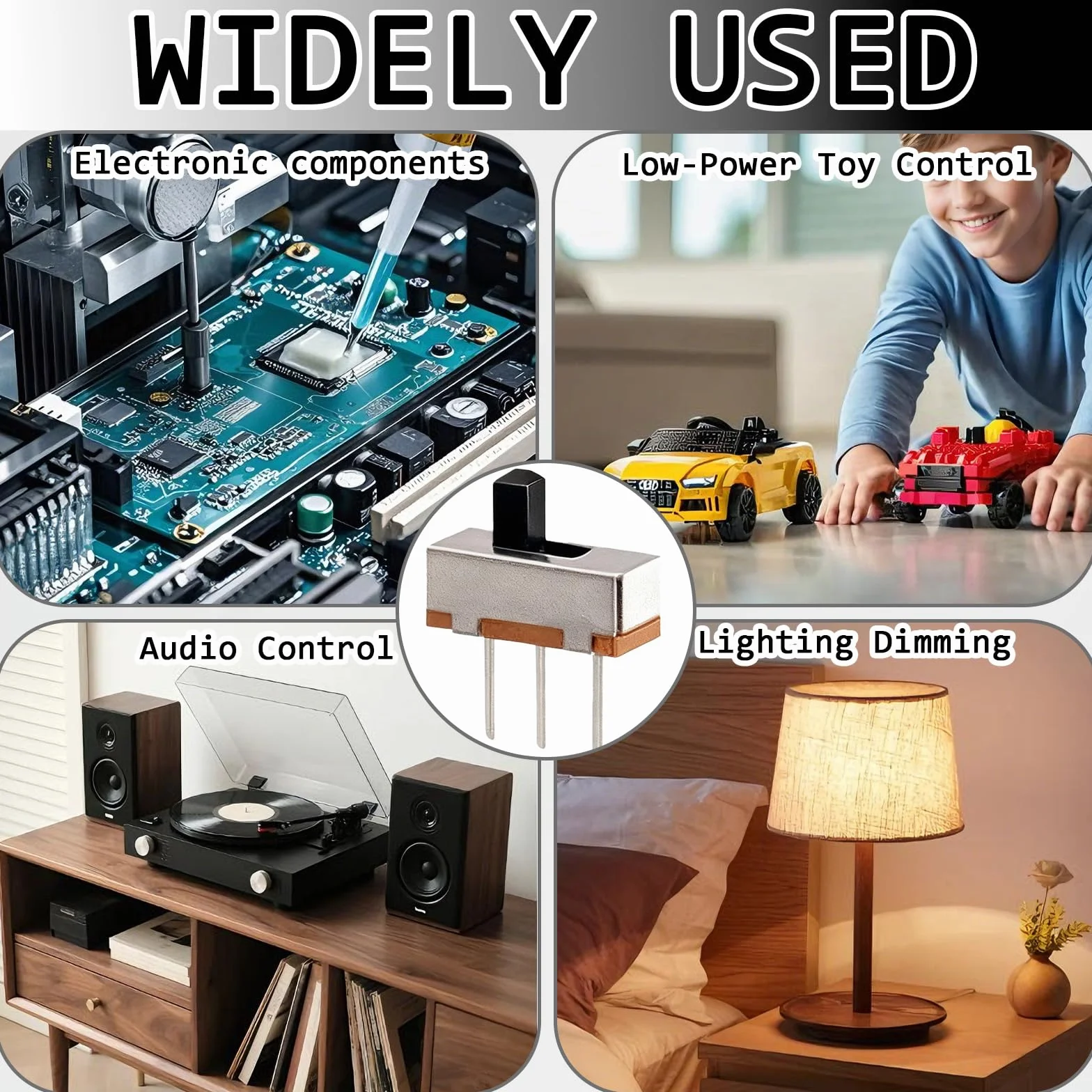 Przełącznik suwakowy 0,5 A 50 V DC, przełącznik suwakowy, 3-pinowy mini przełącznik 2-pozycyjny, do projektów elektronicznych, przełącznik pionowy 0,5A, zespoły DIY