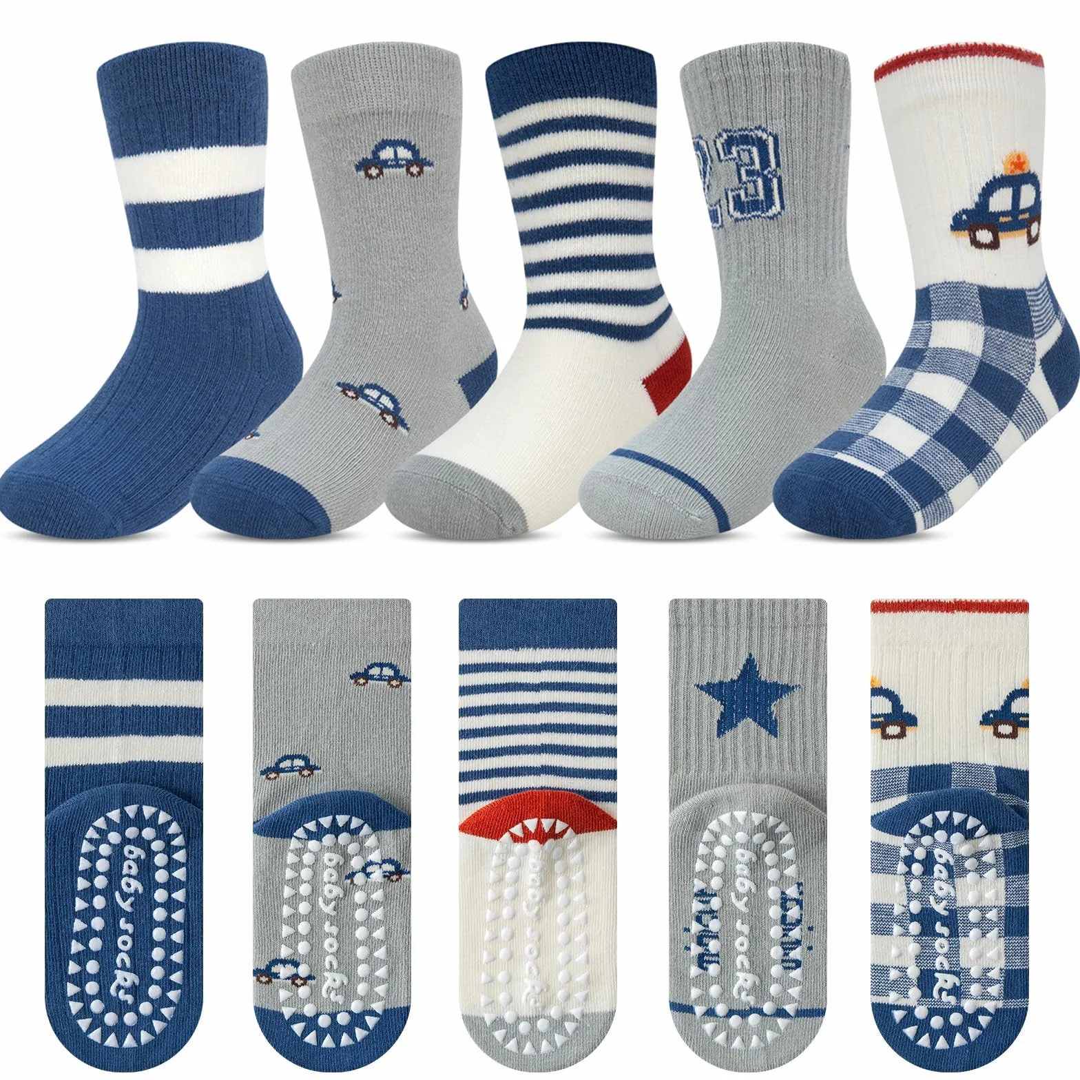 Kyopp 10 par bawełniane skarpetki dla dzieci Crew Socks śmieszne zwierzęta