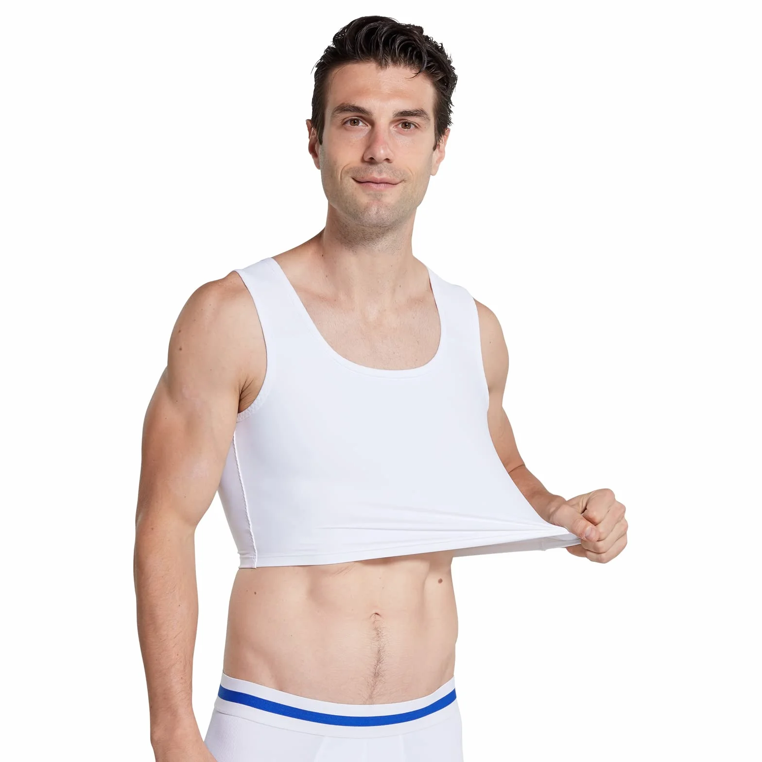 BaronHong Męski Sweter Kompresja Wyszczuplający Podkoszulek Gorset Tank Top Niebieski S