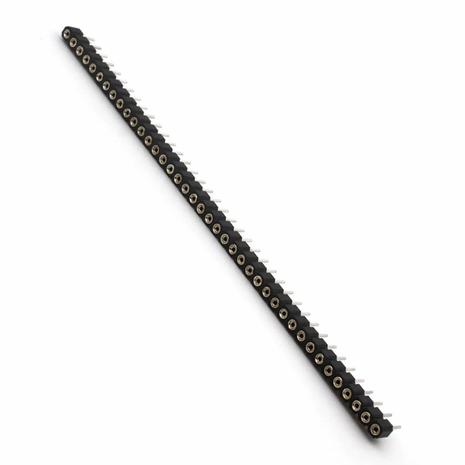 VOBOR 1 x 40P 2,54 mm okrągły otwór żeński nagłówek pojedynczy wiersz 40-pinowe złącze IC, okrągłe gniazdo żeńskie nagłówek cyny pojedynczy wiersz 40 pinów PCB IC złącze Crystal Socket 5 szt