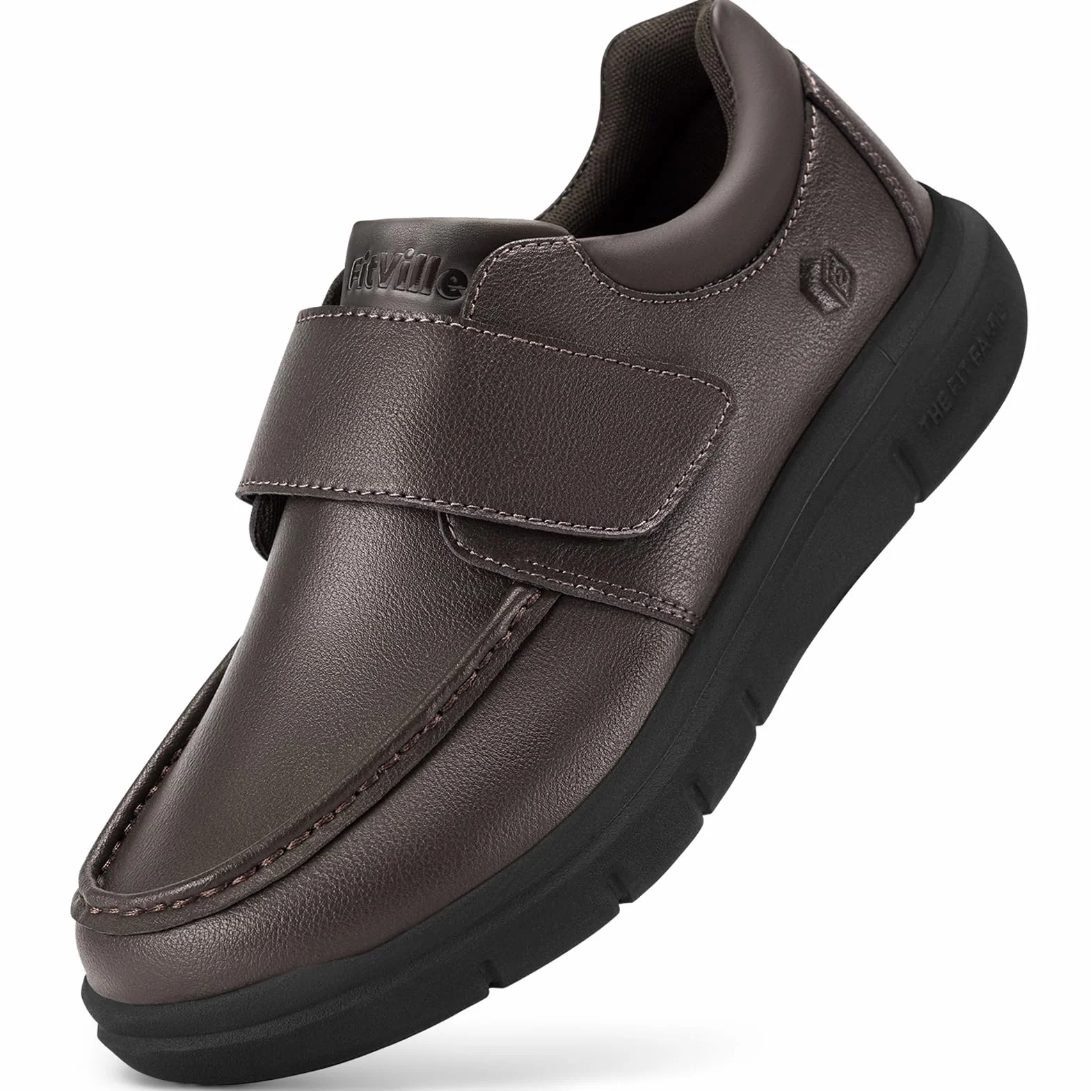 FitVille Diabetic Shoes Męskie bardzo szerokie skórzane buty ortopedyczne z regulowanymi kapciami na rzepy Wygodne codzienne buty do chodzenia dla opuchniętych stóp