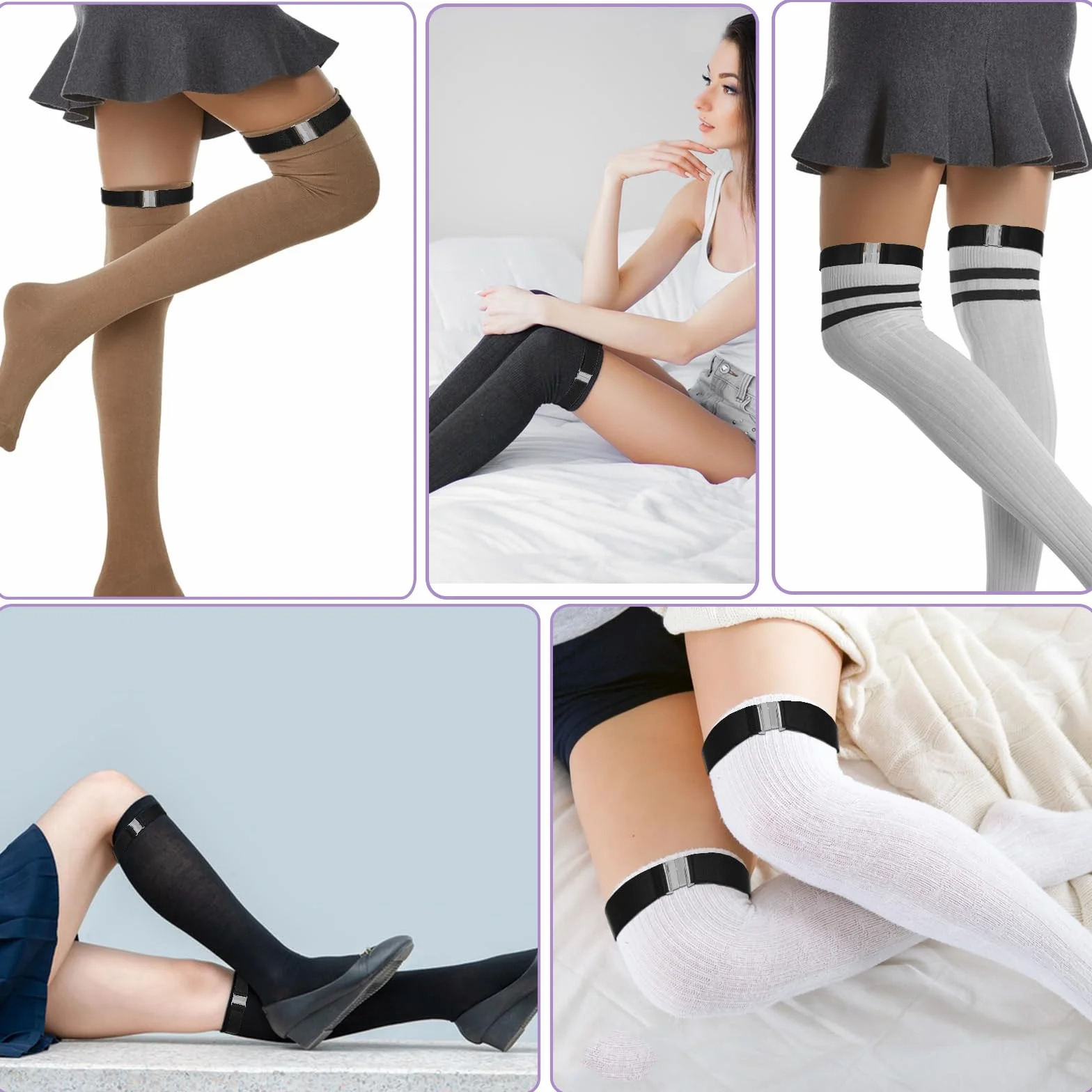 Giantree Damski pas do pończoch na udo, regulowany czarny pas do pończoch, pasek do uda plus size, opaski do pończoch na uda, biżuteria dla kobiet, na uda, elastyczny pas do pończoch i zestaw