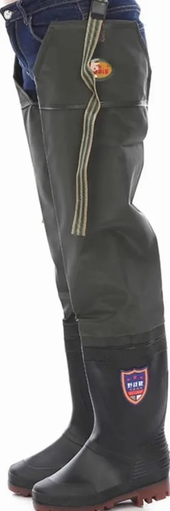 Wodery Z Pvc Wodoodporne Buty Wędkarskie, 80 Cm Wysokie Buty Do Brodzenia Z Regulowaną Klamrą I Odporną Na Zużycie Podeszwą Oxford, Green, 9.5 UK
