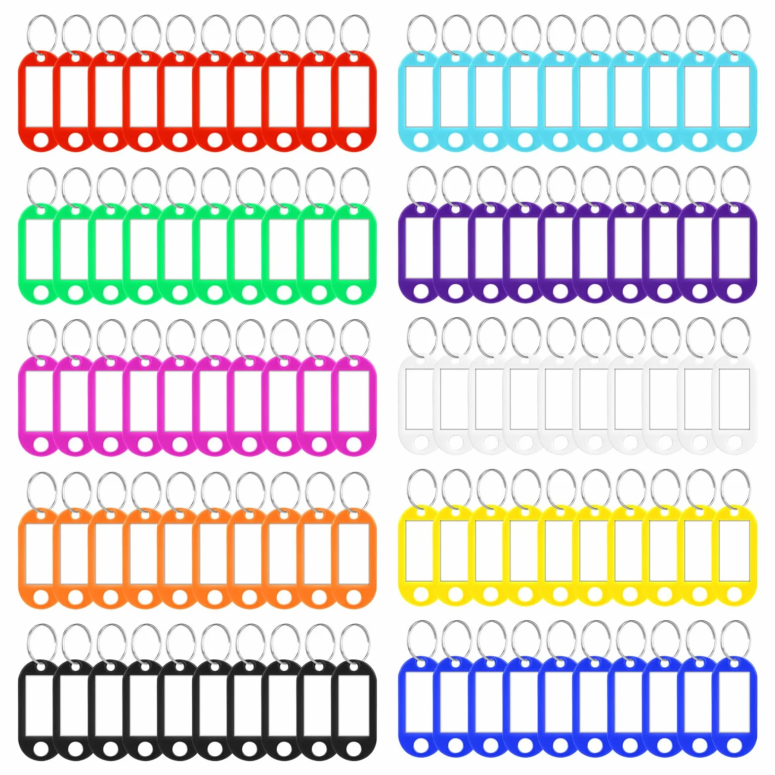 Breloki plastikowe Vicloon,100pcs Breloki z etykietami,Wielokolorowe breloki z dzielonymi pierścieniami,Plastikowa karta pokładowa do etykiet biurowych,Hotel,Podróżować, Bagaż, Wielokolorowy