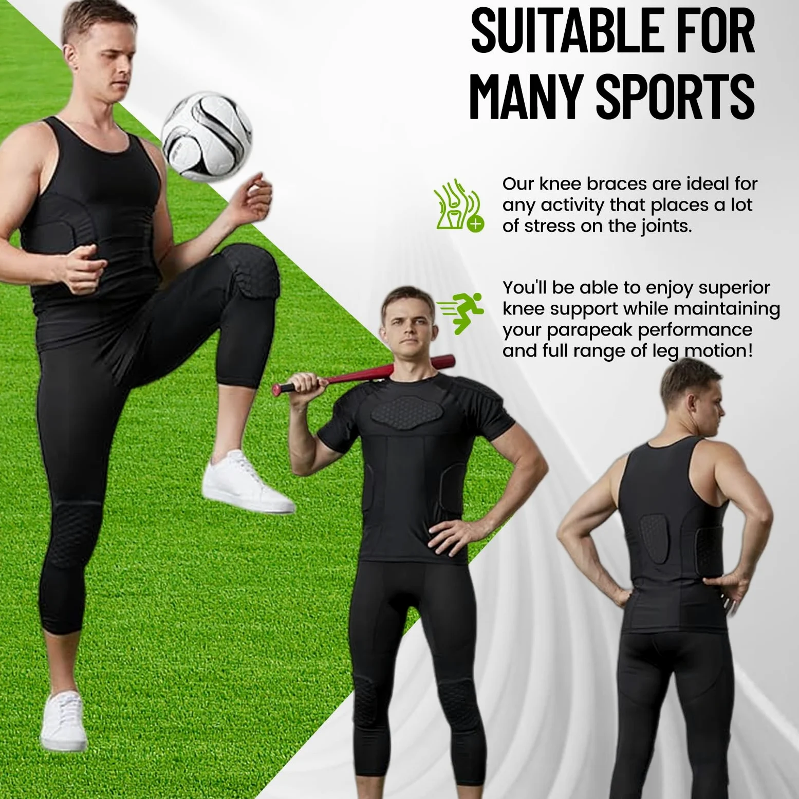 Spodnie do koszykówki z nakolannikami 3/4, legginsy kompresyjne, chłodne i suche, odprowadzające wilgoć, sportowe rajstopy capri, spodnie treningowe na siłownię