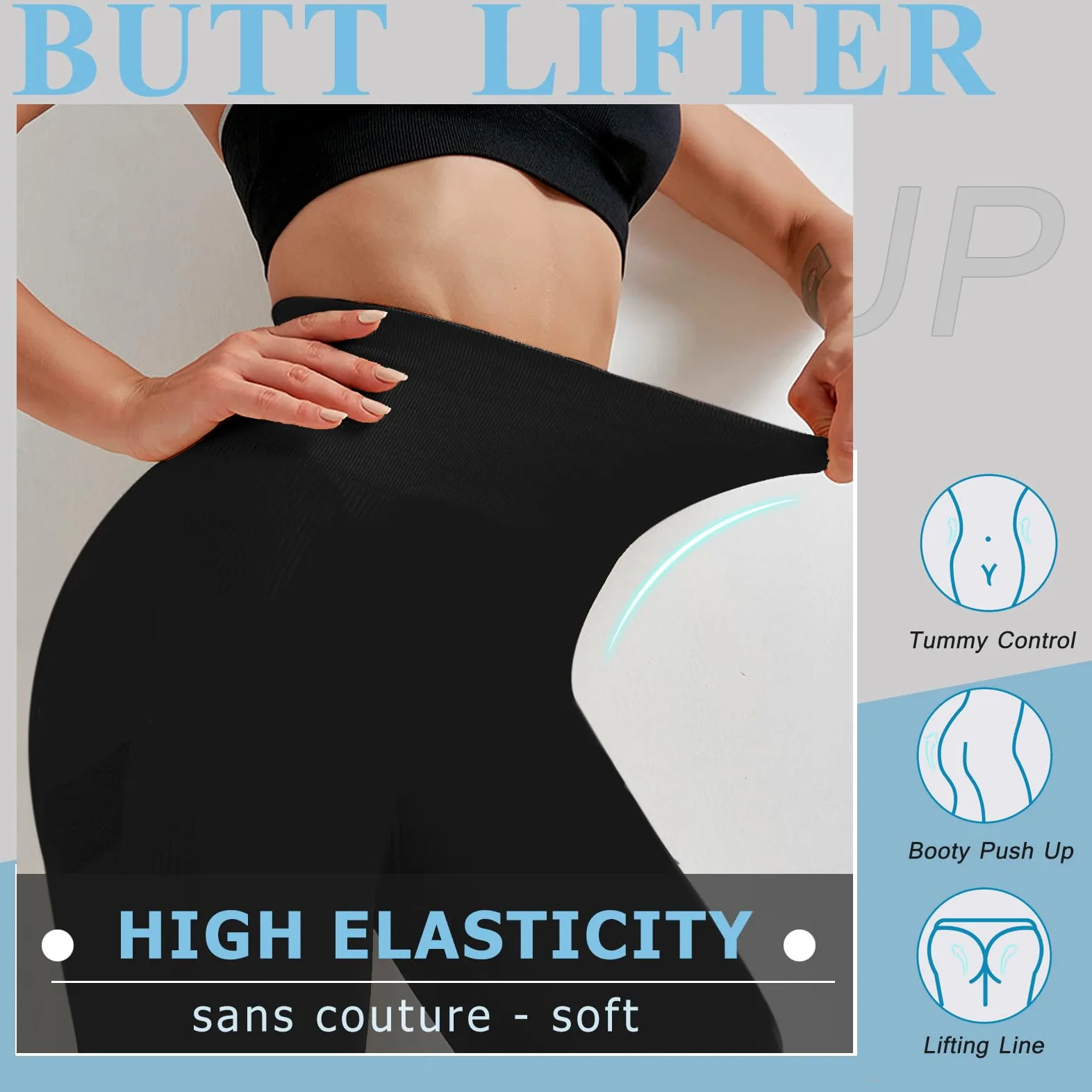 Lishang Sportowe legginsy damskie z wysokim stanem, nieprzejrzyste, z efektem Scrunch Butt, Push Up Booty, spodnie sportowe, bezszwowe, na siłownię, jogę, fitness, sportowe legginsy
