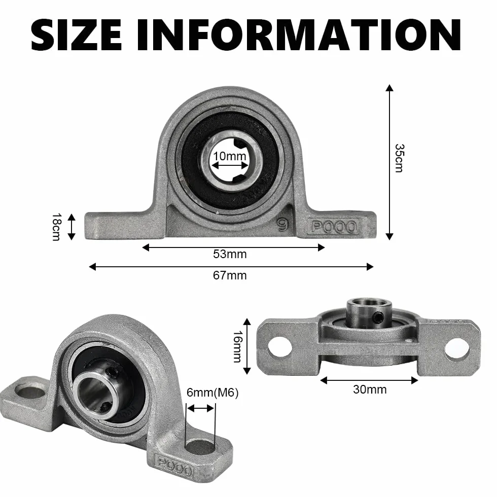 4 sztuki KP000, łożysko kołnierzowe 10 mm, samonastawne, rombowe, poziome stop cynku, łożysko kulkowe do drukarki 3D, średnica wewnętrzna 10 mm
