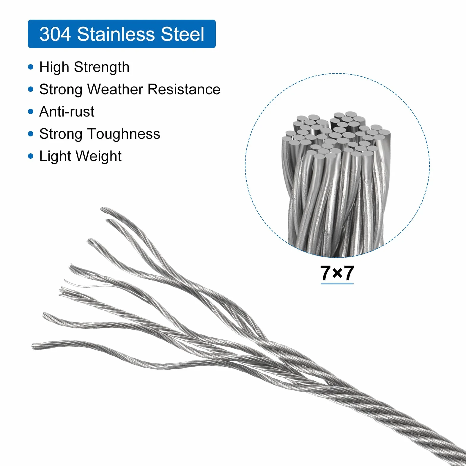 QUARKZMAN Lina druciana ze stali nierdzewnej, 5 m x 1 mm, linka stalowa powlekana PCW, 2 tuleje aluminiowe, drut zabezpieczający, wieszak na zdjęcia, zasłony, balustrady, meble ogrodowe, żagiel