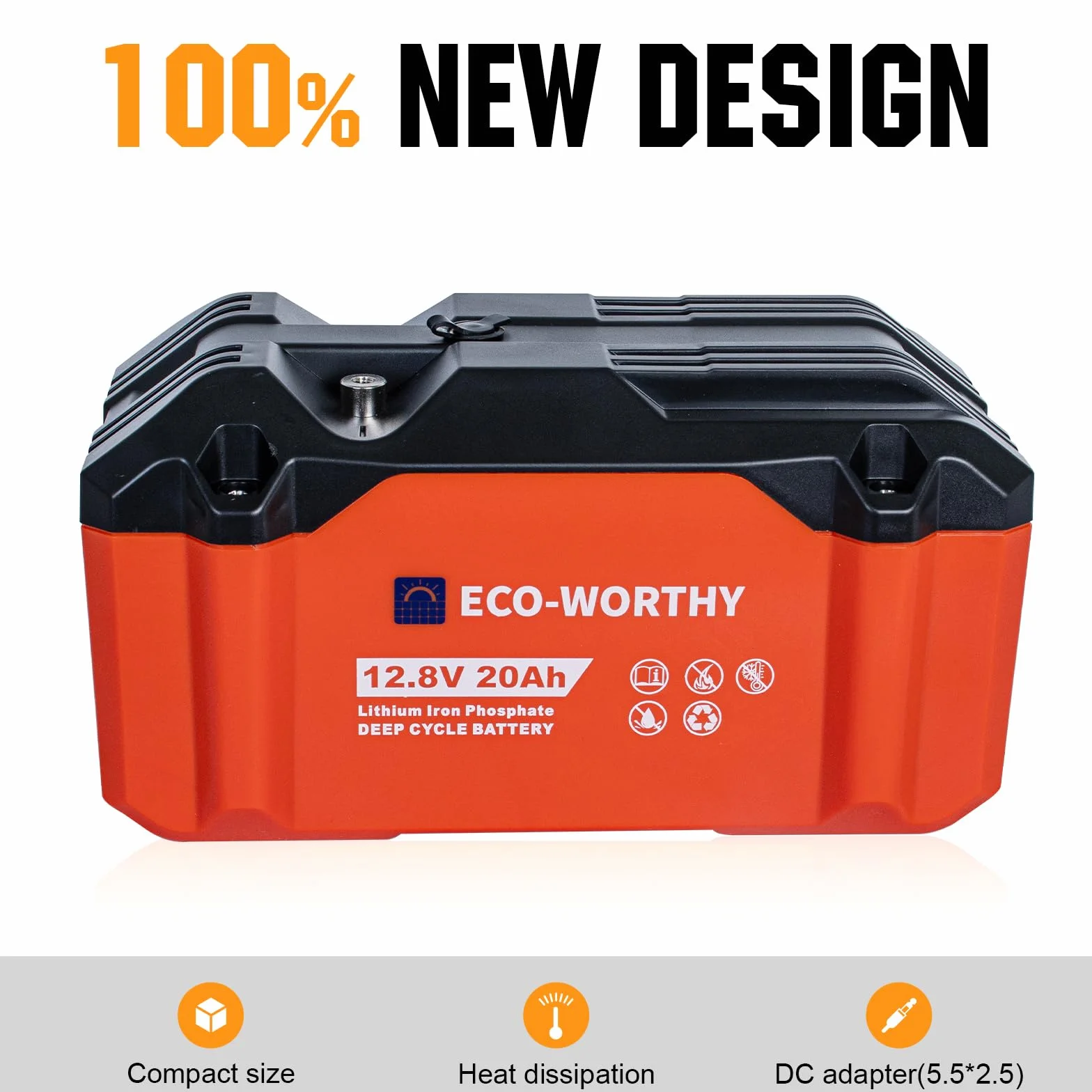 ECO-WORTHY LiFePO4 akumulator litowy 12 V, 20 Ah, do ponownego ładowania, 3000-15000 cyklów głębokich i ochrona BMS do silnika trollingowego, wózka inwalidzkiego, na kemping