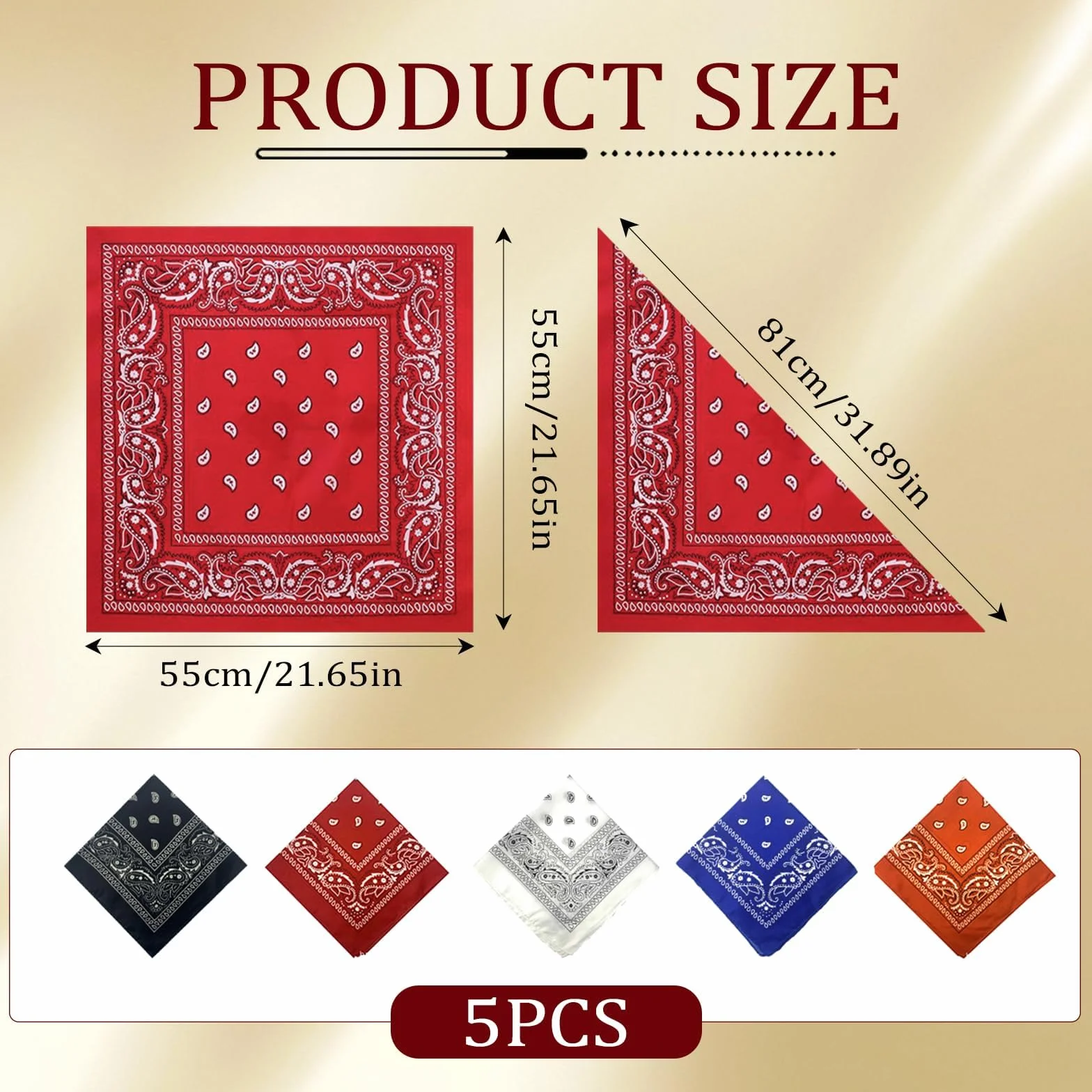 5 sztuk bandana chustka na głowę dla kobiet i mężczyzn, 55 x 55 cm chusta na głowę męska letnia bandana bawełniana paisley, chusta na szyję, chusta trójkątna, szal piracki, nakrycie głowy, szal na