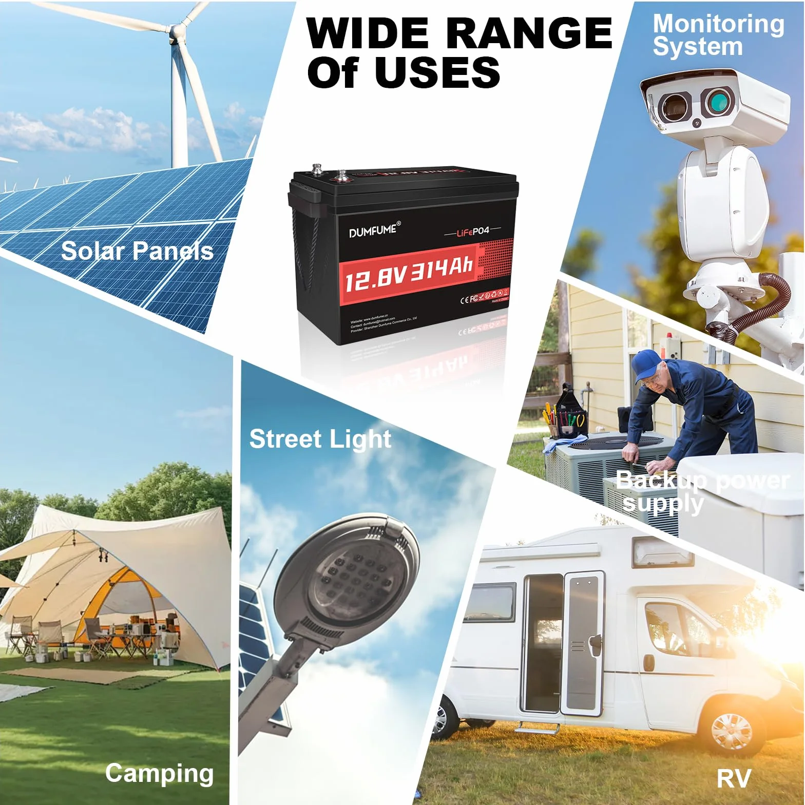 12V 300Ah (314Ah) Bateria LiFePO4 z Wbudowanym BMS 200A, 4019Wh, 4000+ Cykli, Akumulator Litowy 300Ah do Kamperów, Fotowoltaiki, Systemów Off-Grid i Domowego Magazynowania Energii