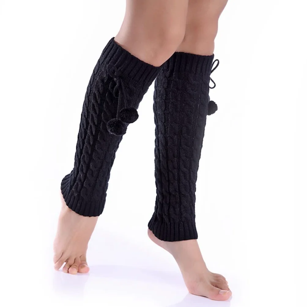 Zimowe dzianinowe skarpety damskie ocieplacze na nogi solidne skarpety do kolan legginsy wysokie elastyczne ocieplacze na nogi (kolor: A, rozmiar: 42 cm) (D 42 cm)