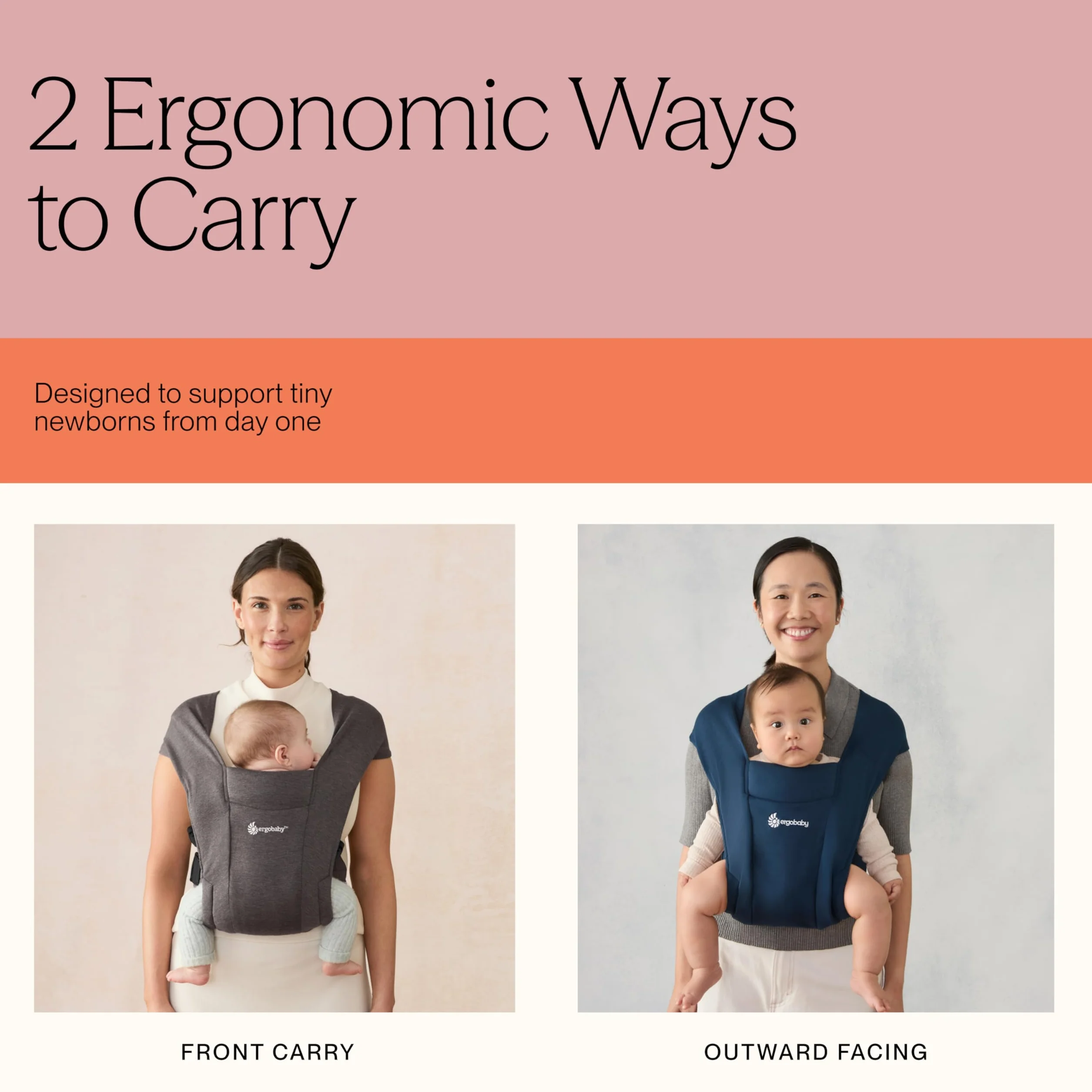 Ergobaby Ergonomiczne Nosidełko Embrace z Pasem Biodrowym, Równomierne Rozłożenie Ciężaru, Komapktowy, Lekki, Łatwy do Zapęcia, Kolor Czarny