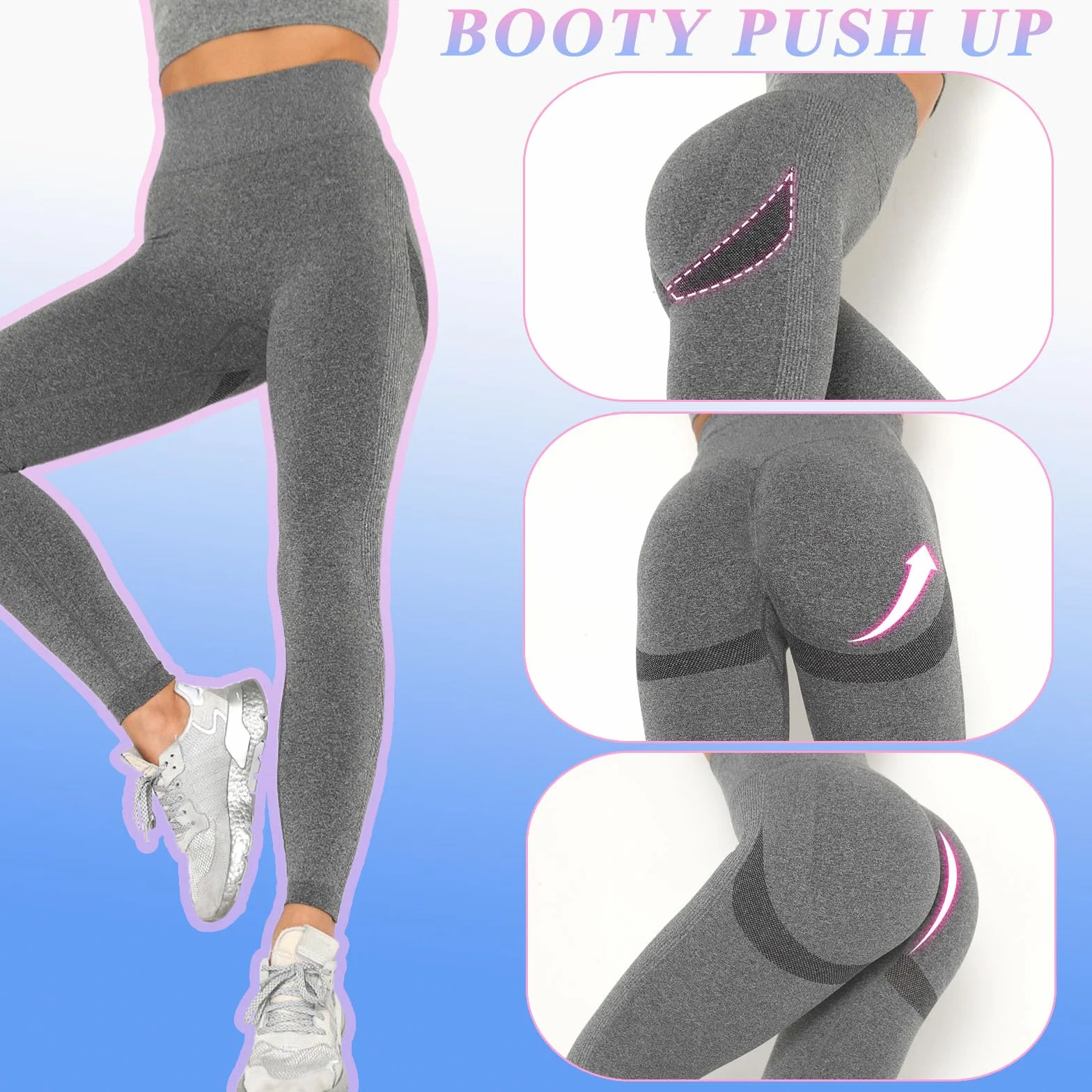 Damskie legginsy sportowe push-up wysokim stanem spodnie siłownię treningowe kontrola brzucha matowe jogi fitness pilates