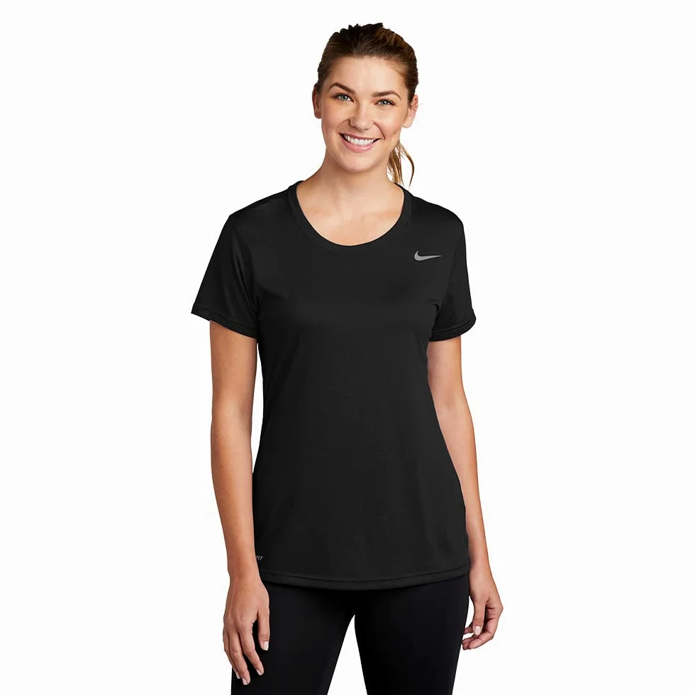 Nike Damska koszulka do biegania Dri-Fit z dzianiny, czarna/wrzosowa szara, Czarny, XL