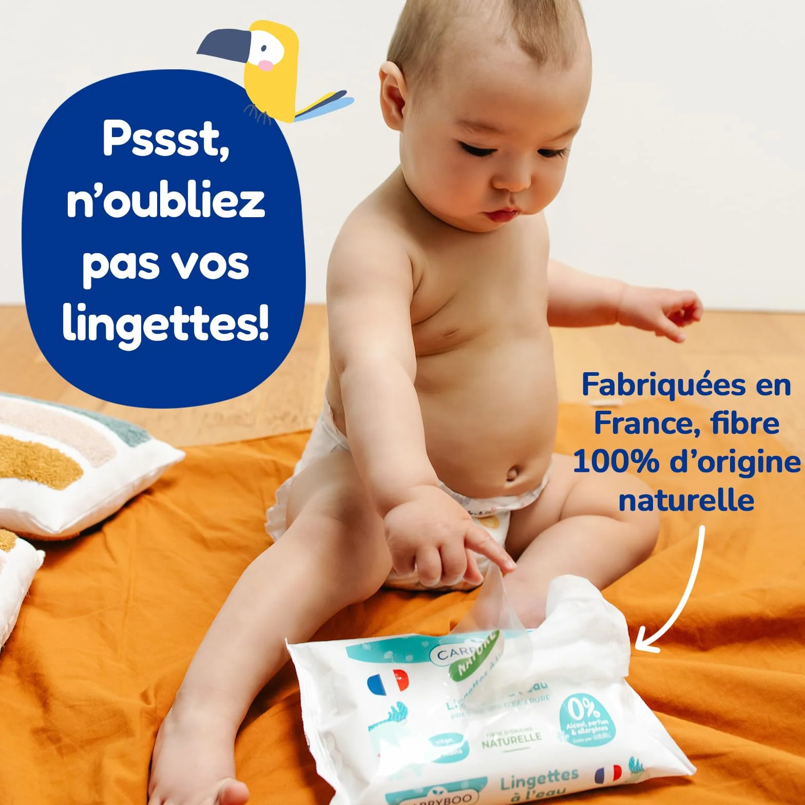 Carryboo - 1080 kwadratów bawełny niemowlęcej - 100% naturalne włókno i bawełna organiczna - ekologiczny produkt dla niemowląt z certyfikatem Gots - do higieny niemowląt - Zestaw 6 x 180 podkładek